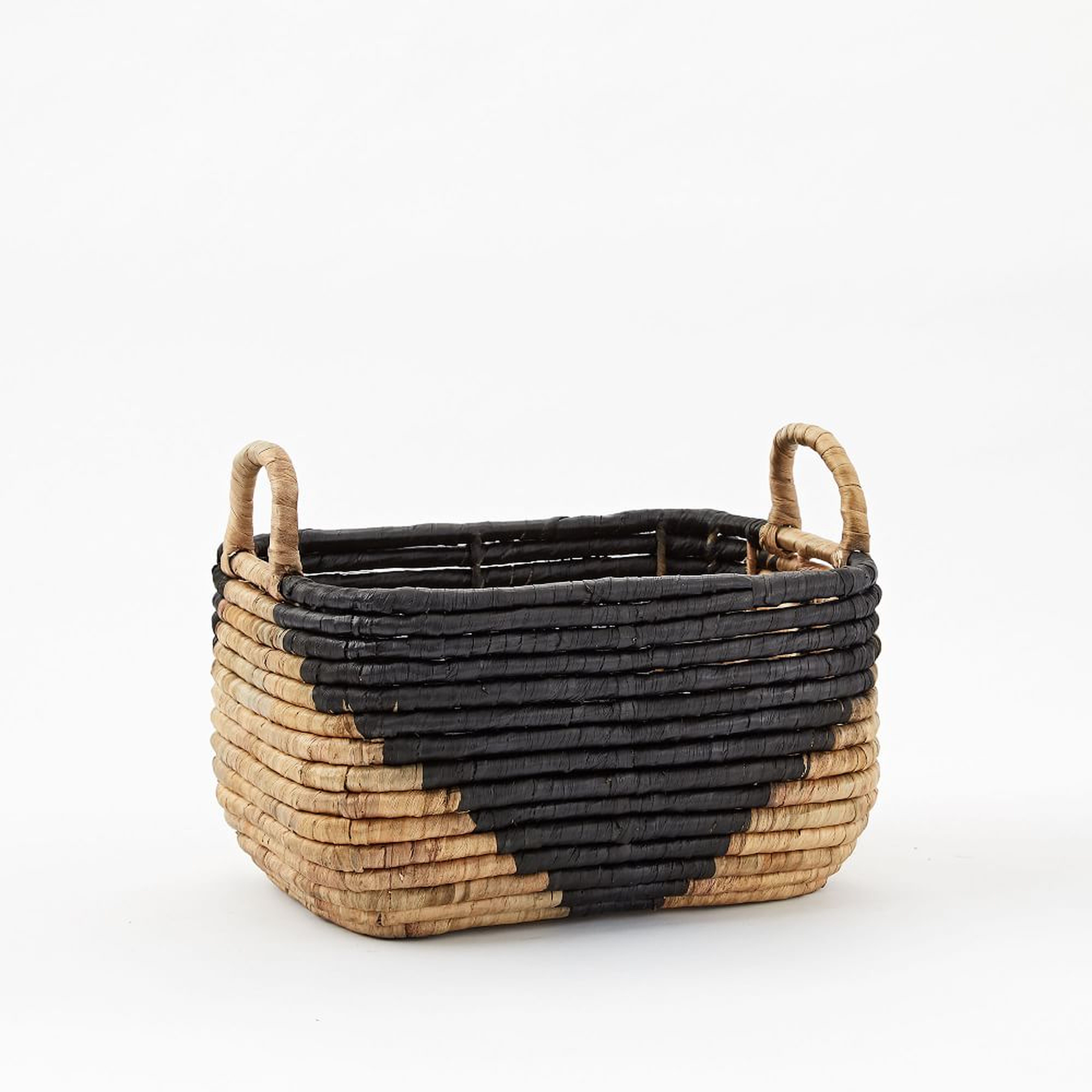 Two-Tone Woven Seagrass, Handle Baskets, Small, 14.5"W x 10.5"D x 8.5"H - West Elm