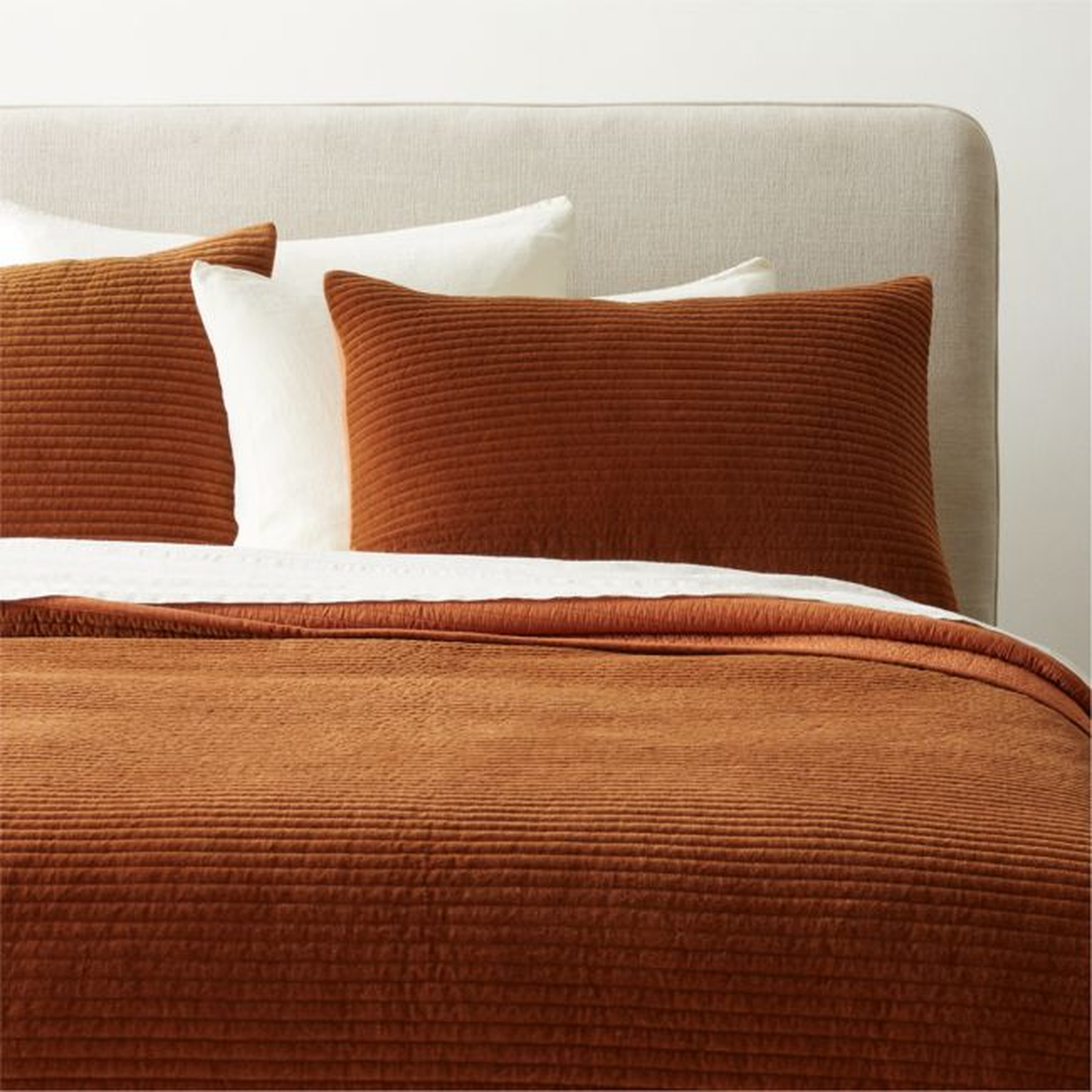 Shadow Copper Velvet King Quilt - CB2