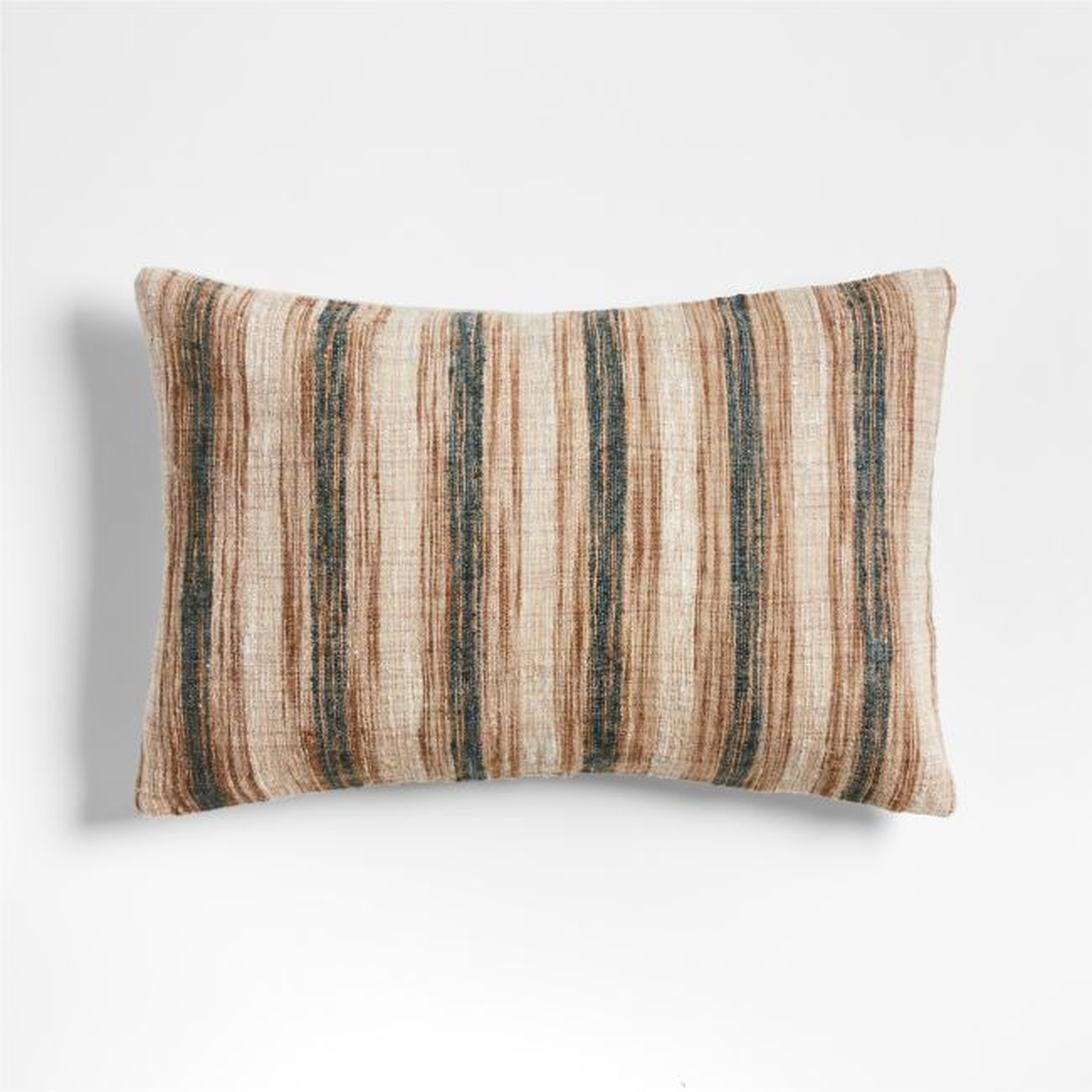 Riviera Stripe 24x16 Sea Green Throw Pillow with Down-Alternative Insert - Crate and Barrel