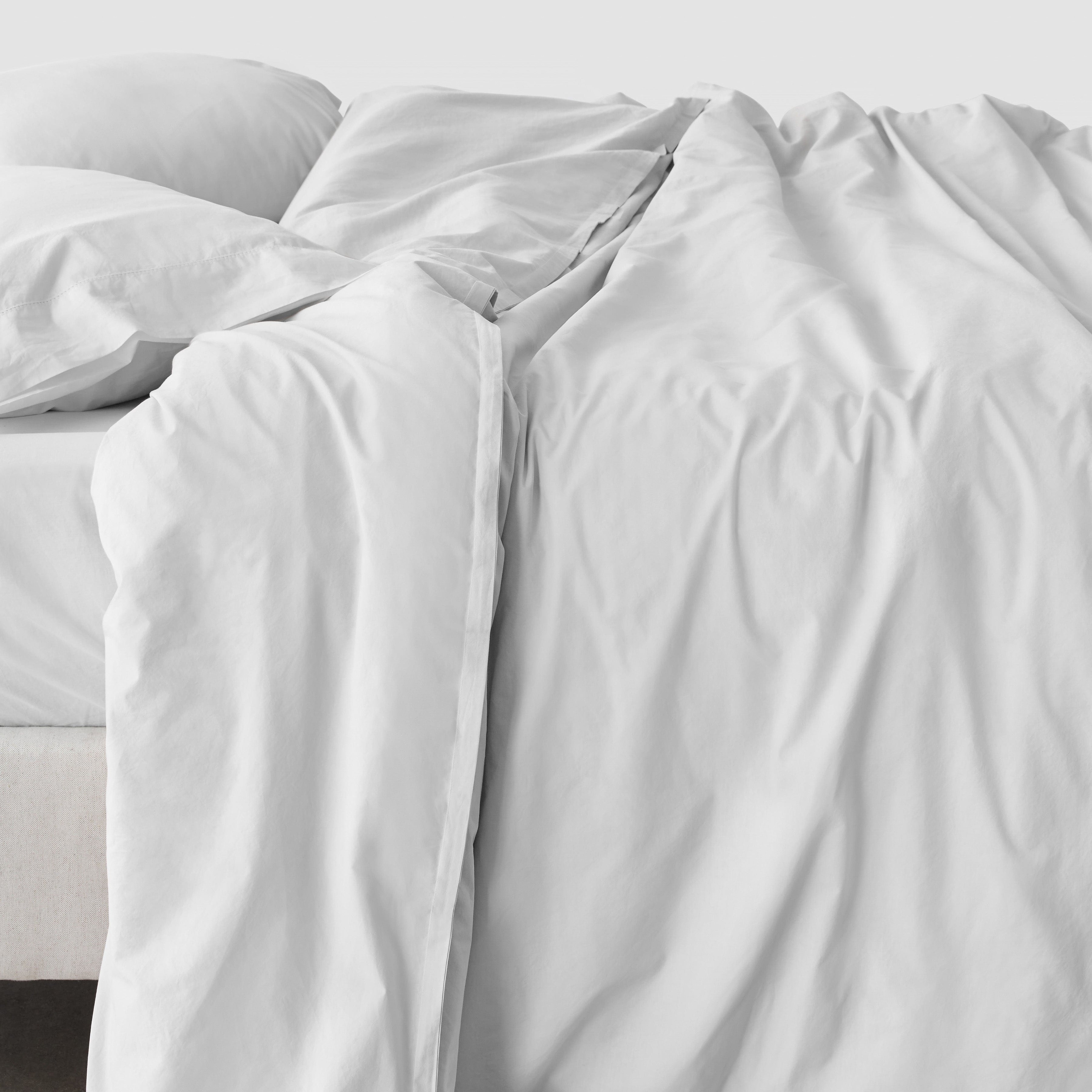 The Citizenry Stonewashed Organic Cotton Percale Duvet | King/Cal King | Duvet + Sham Set | White - The Citizenry