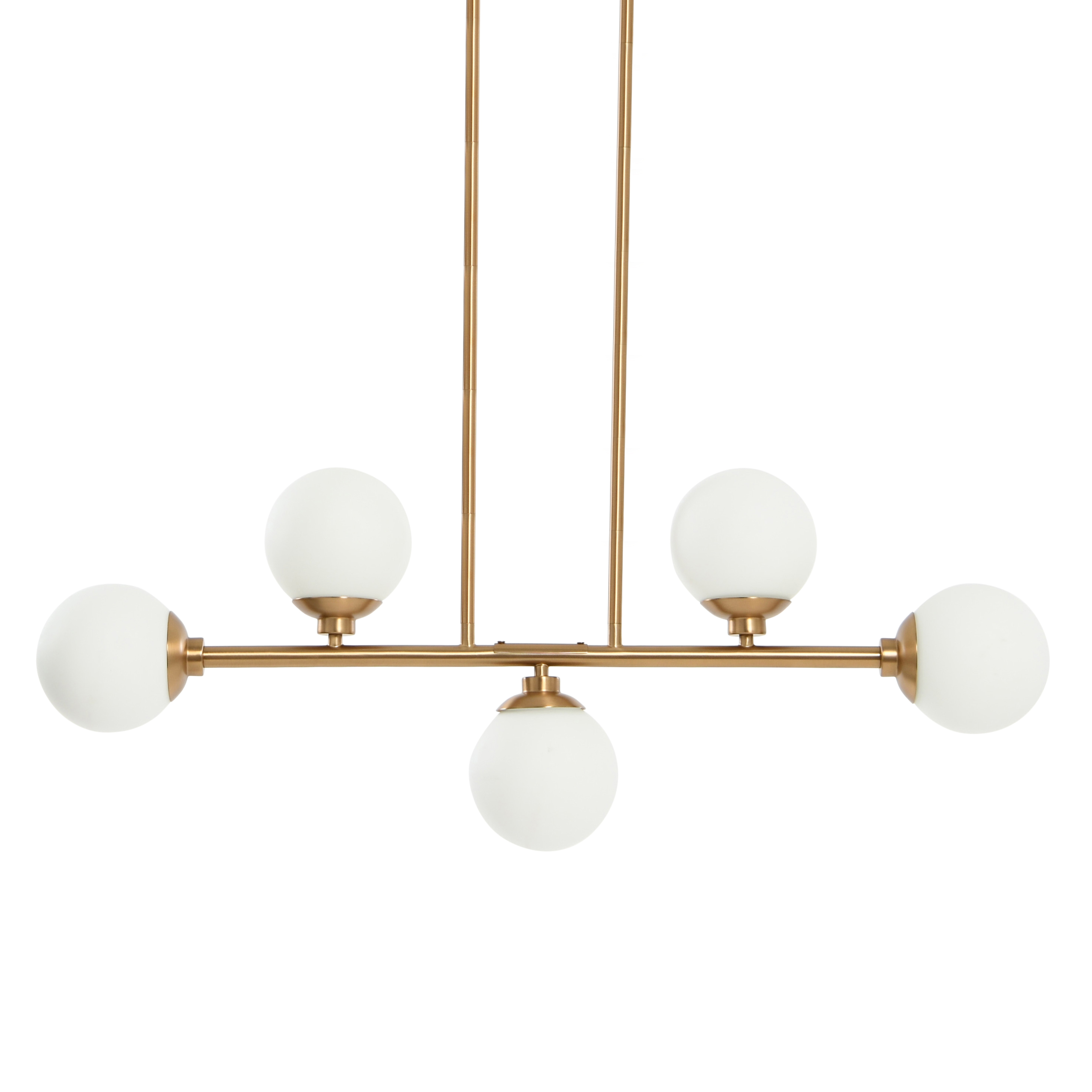 Robert Stevenson Lighting Lorne - Metal and Frosted Glass 5-Light Chandelier, Brushed Gold - Creative Co-Op