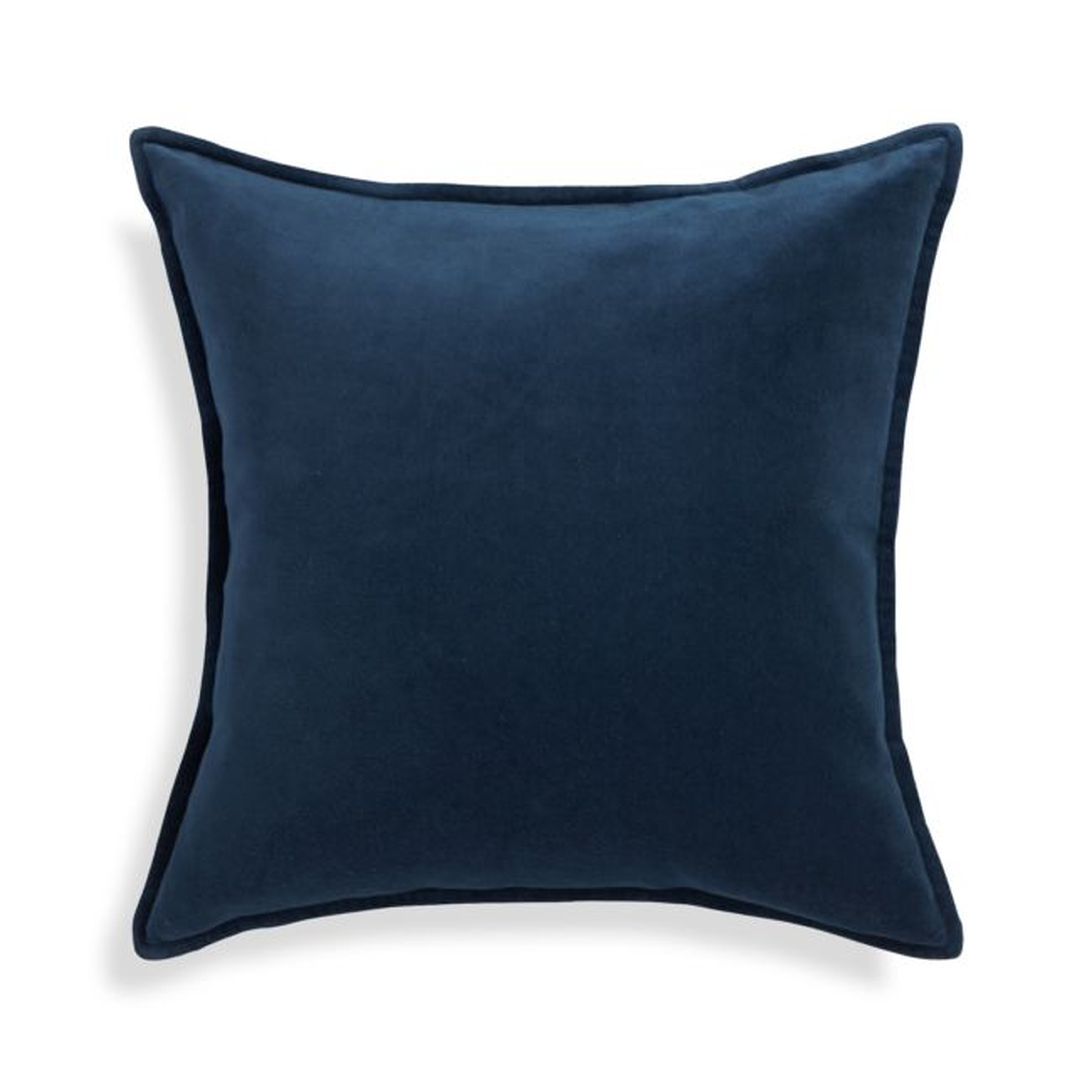 Washed Cotton Velvet Pillow with Feather-Down Insert, Indigo Blue, 20" x 20" - Crate and Barrel
