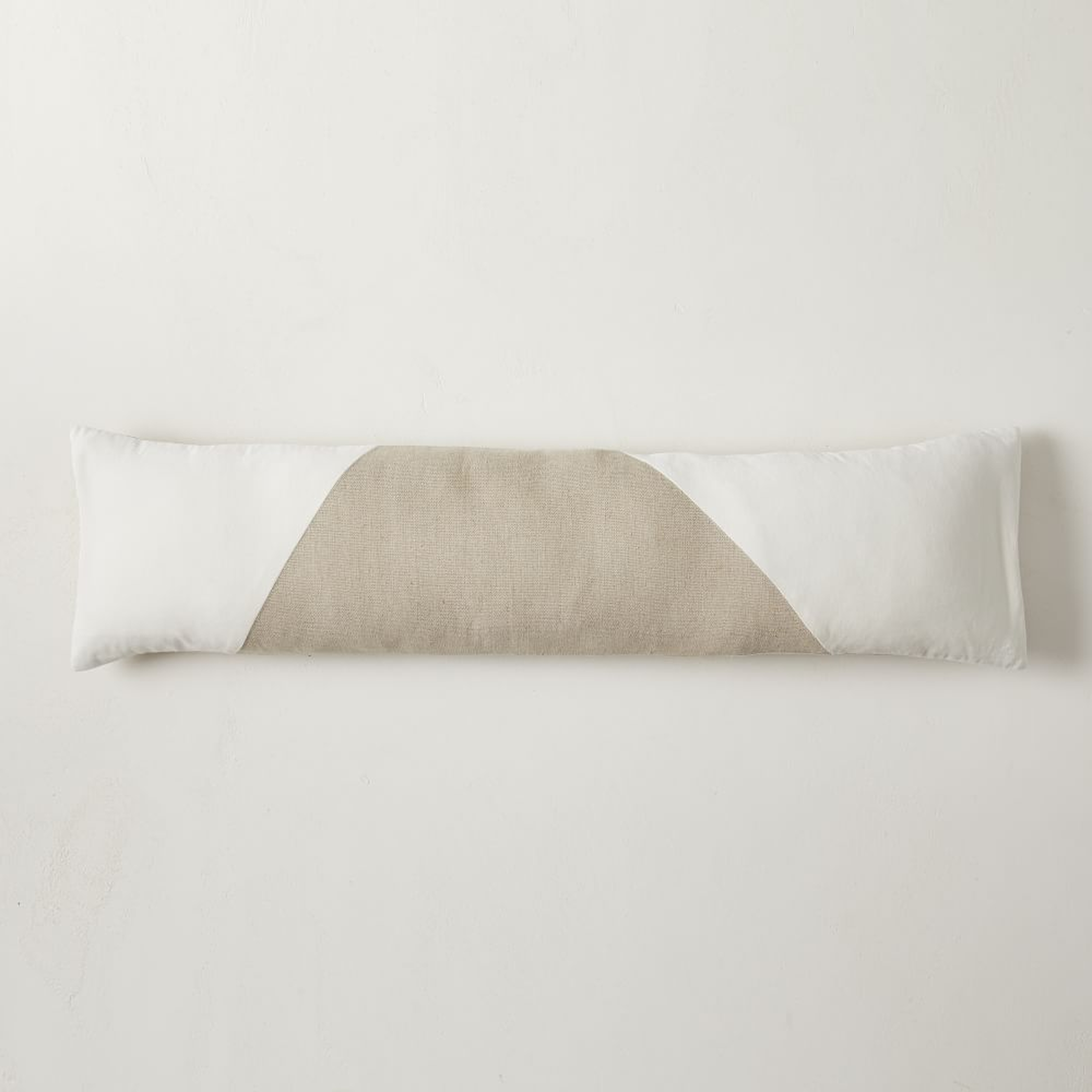 Cotton Linen & Velvet Corners Pillow Cover, 12"x46", White - West Elm