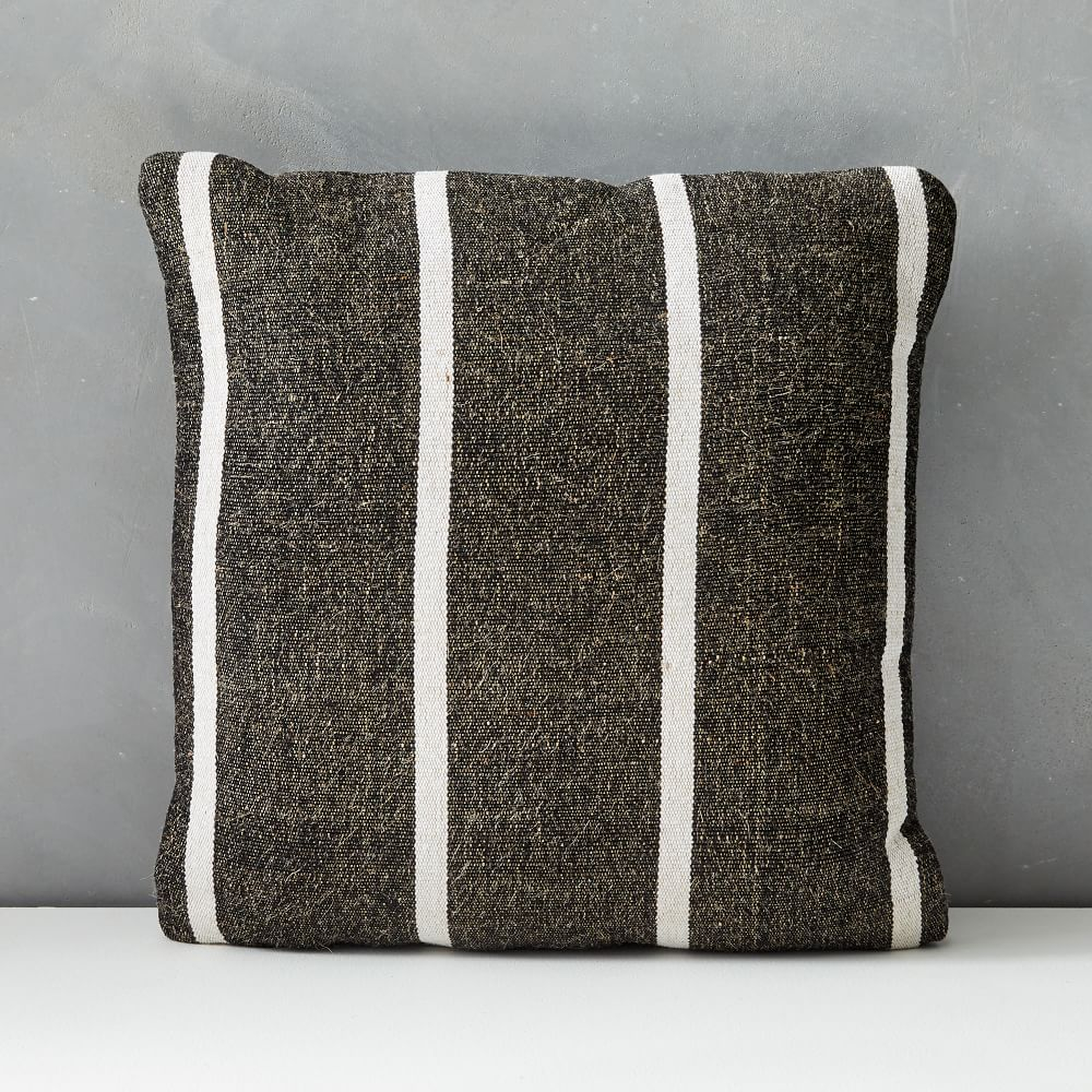 Outdoor Simple Stripe Pillow, 20"x20", Black, Set of 2 - West Elm