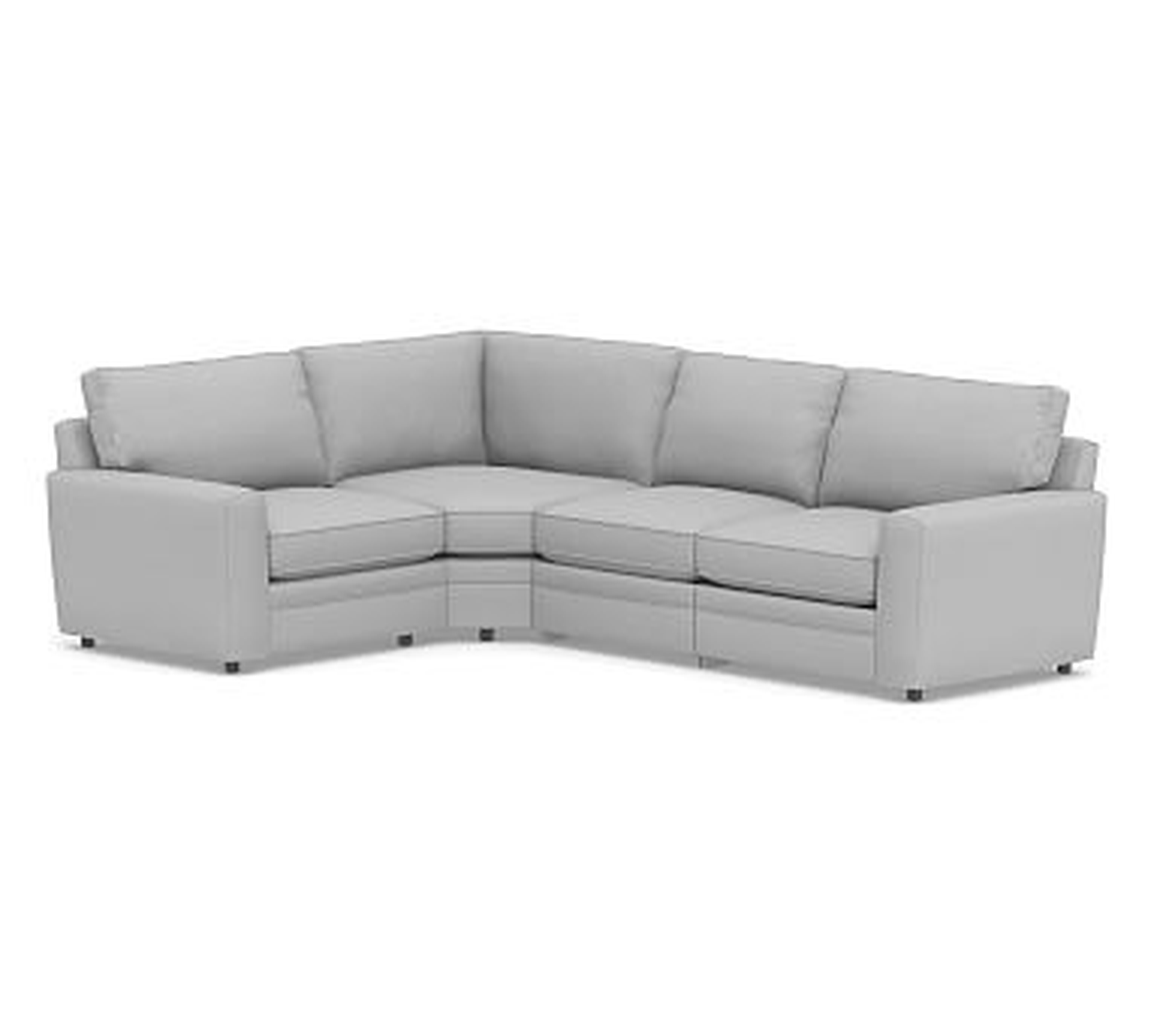 Pearce Square Arm Upholstered Right Arm 4-Piece Reclining Wedge Sectional, Down Blend Wrapped Cushions, Brushed Crossweave Light Gray - Pottery Barn