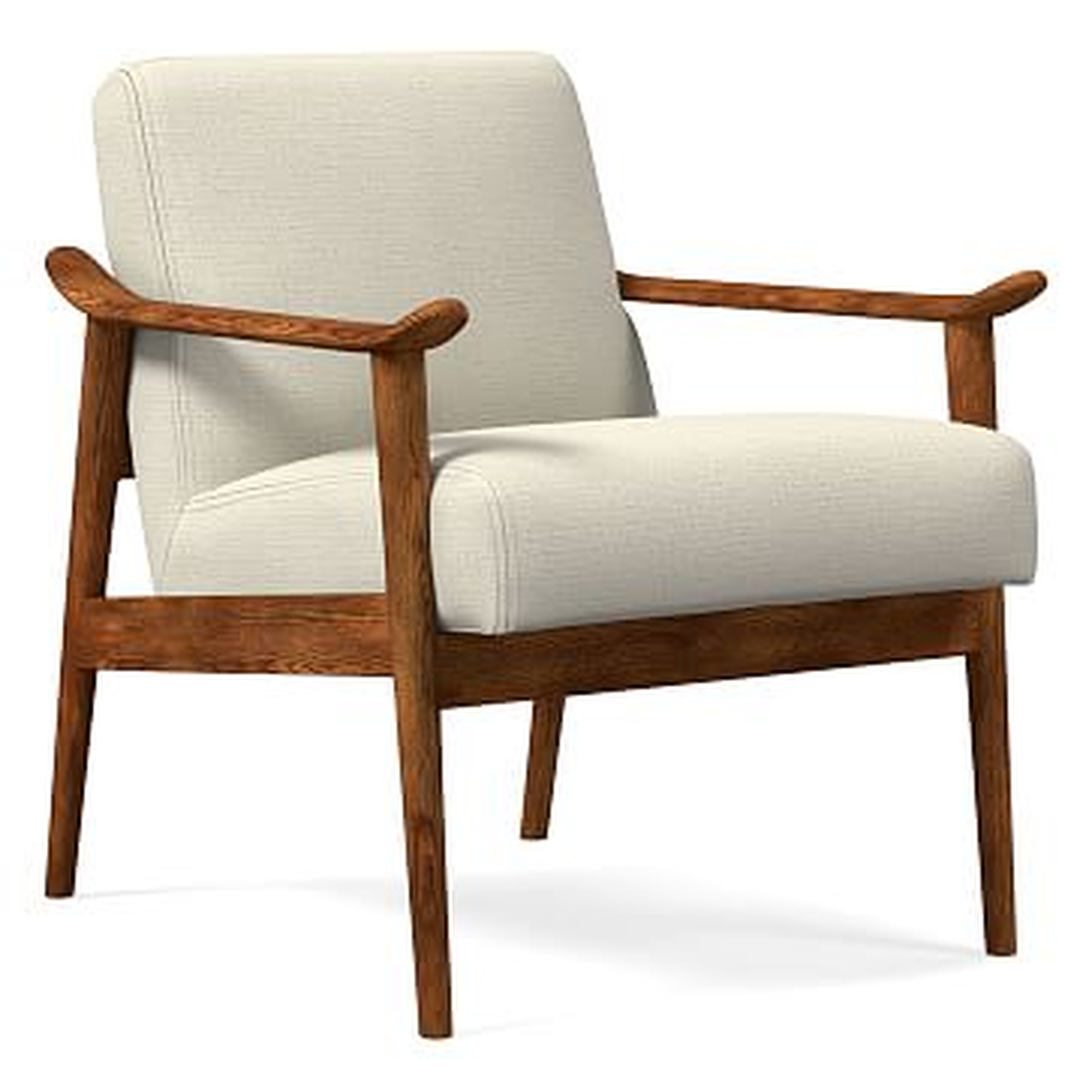 Mid-Century Show Wood Upholstered Chair, Chunky Basketweave, Clay, Set of 2 - West Elm