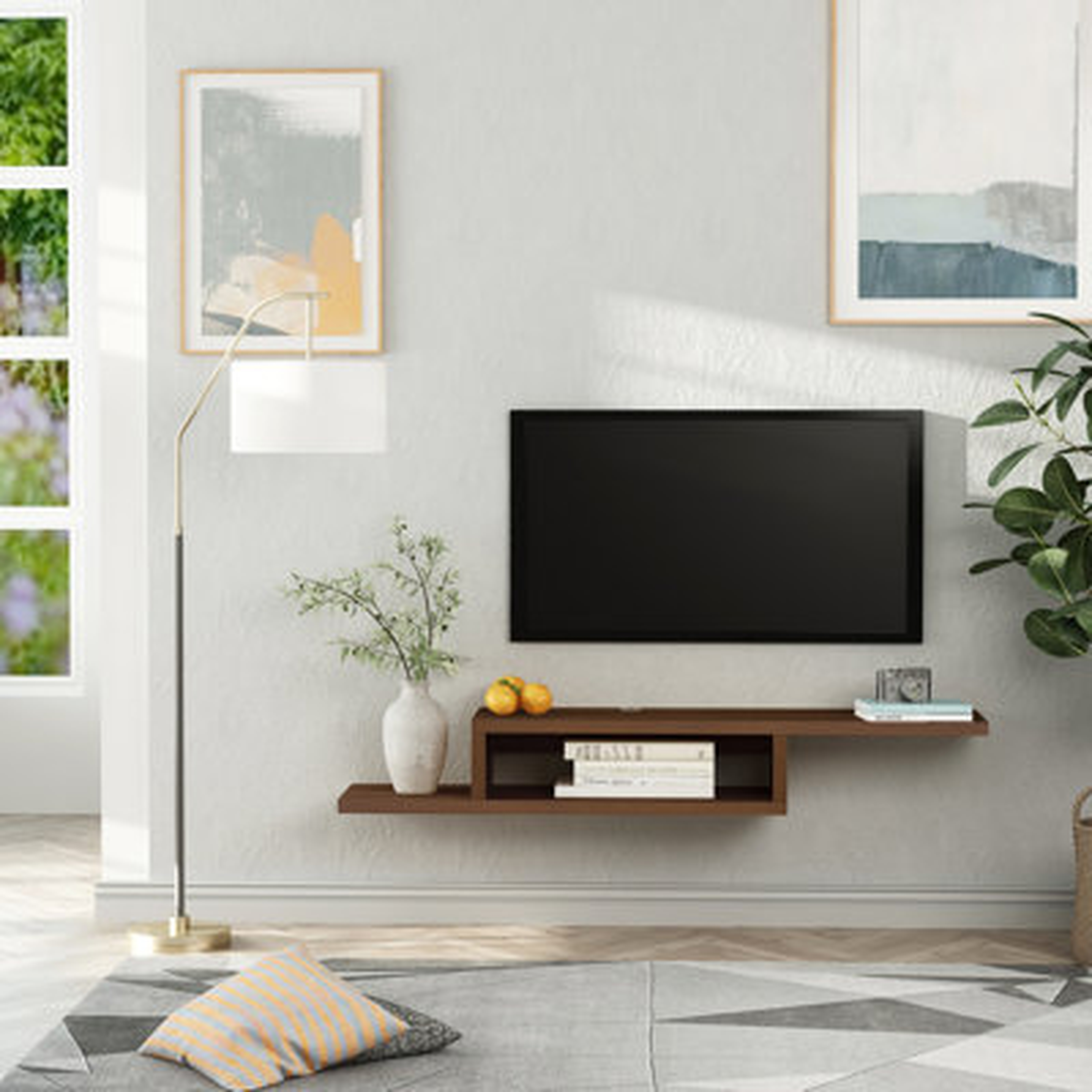 Wall Mounted Media Console, Floating Stand Component Shelf, Entertainment Center Unit - Wayfair