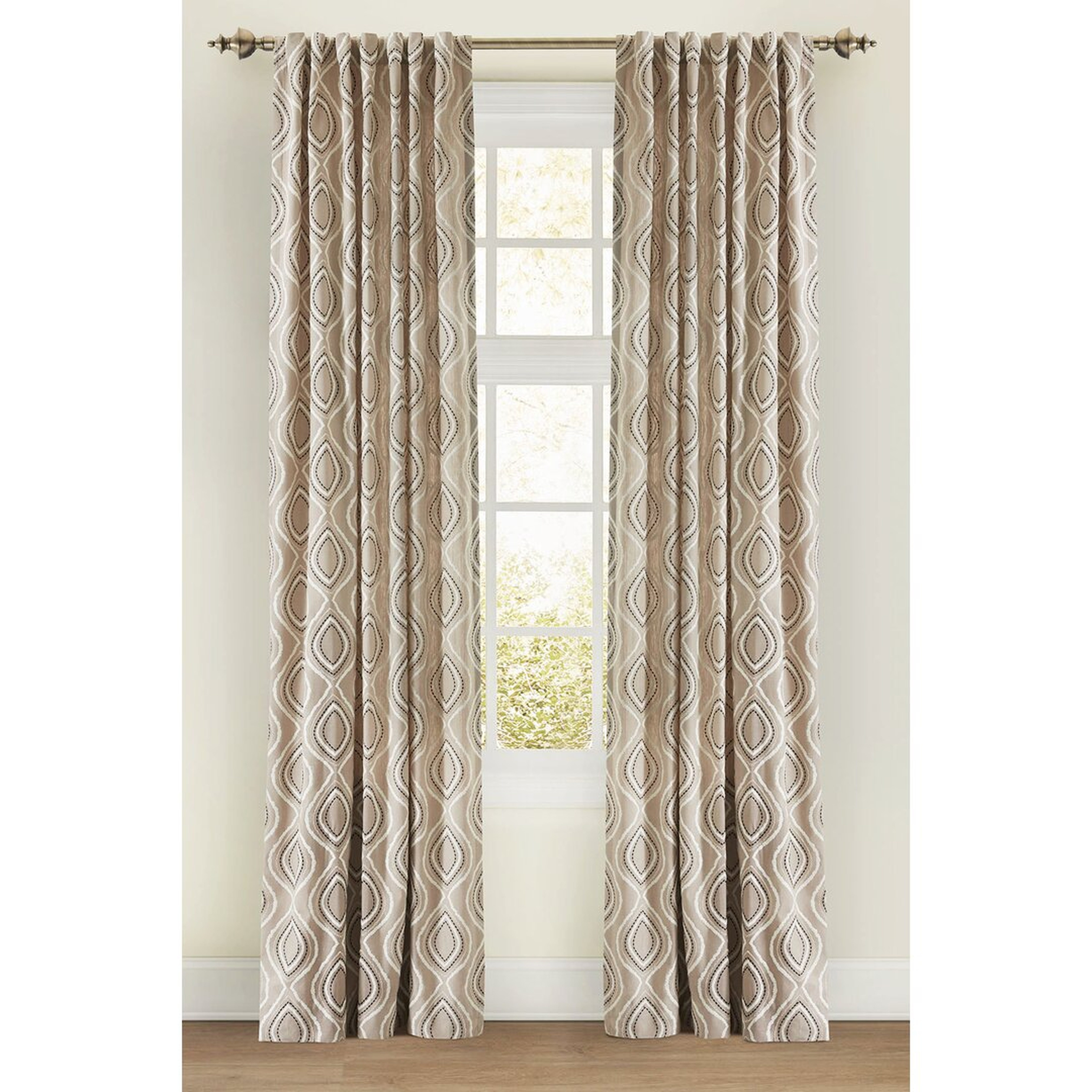 "Emdee Kas Cotton Blend Geometric Room Darkening Rod Pocket Drape Single Curtain Panel" - Perigold