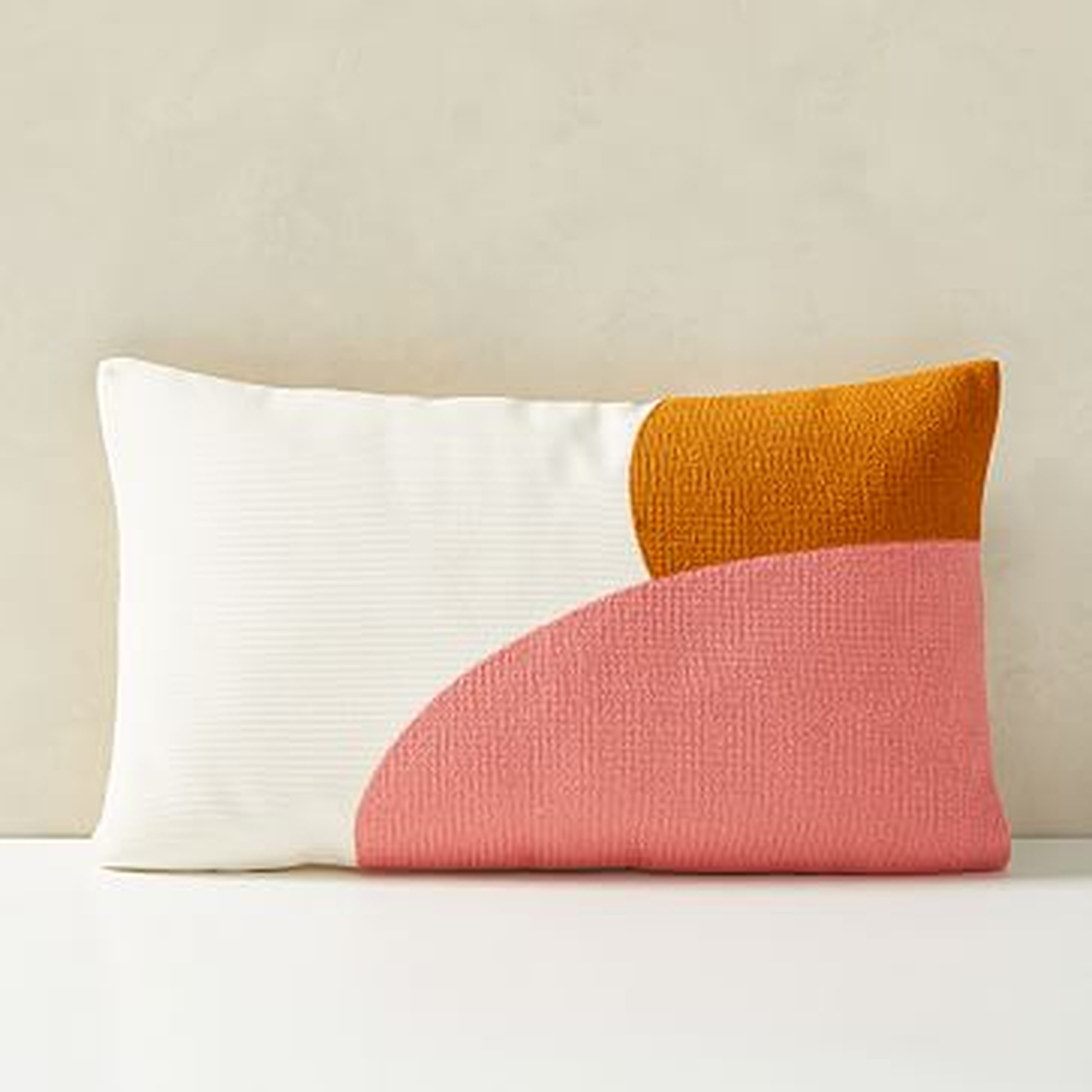 Corded Color Shapes Pillow Cover, 12"x21", Coral Dream - West Elm