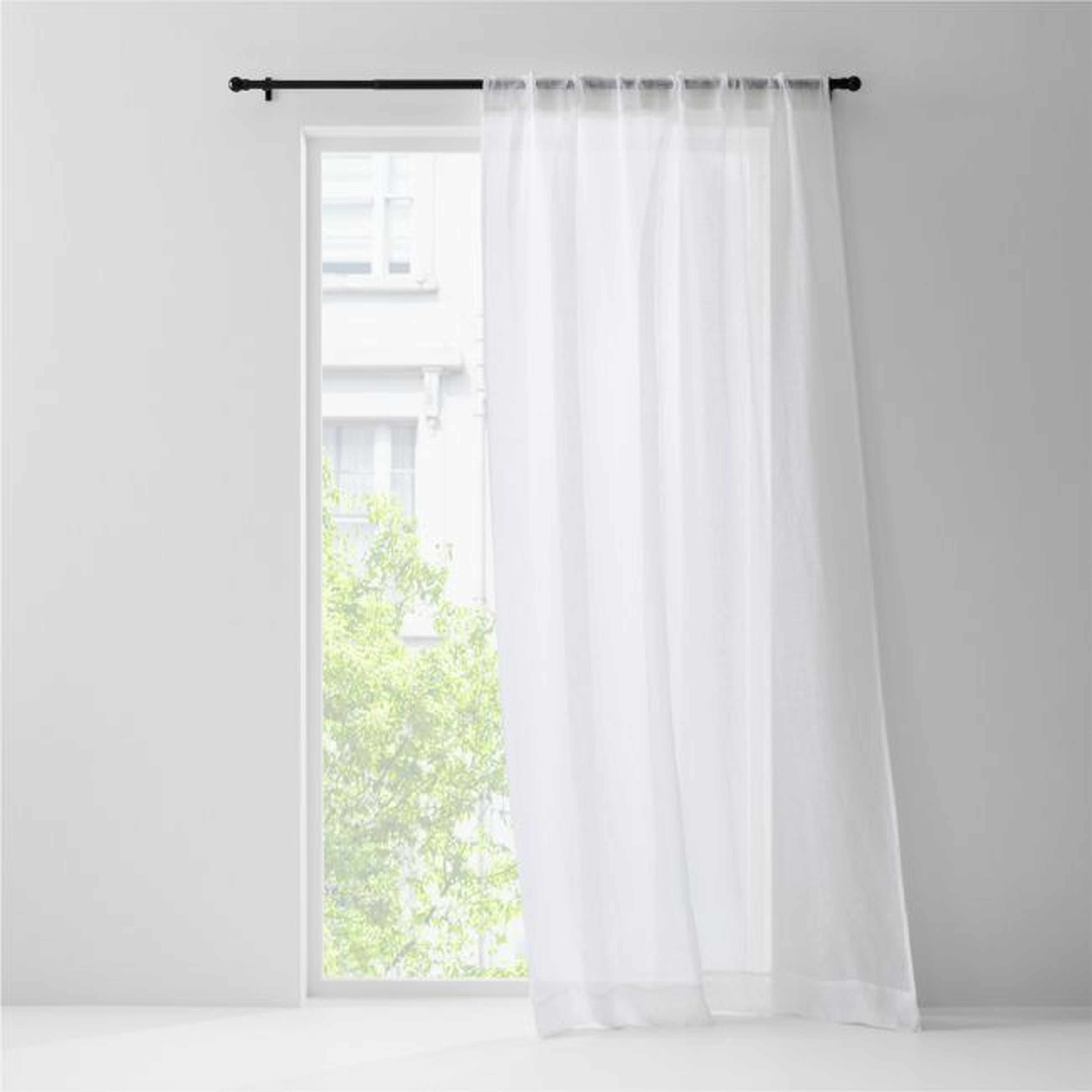 Crisp White Sheer Linen Window Curtain Panel 52"x96" - Crate and Barrel