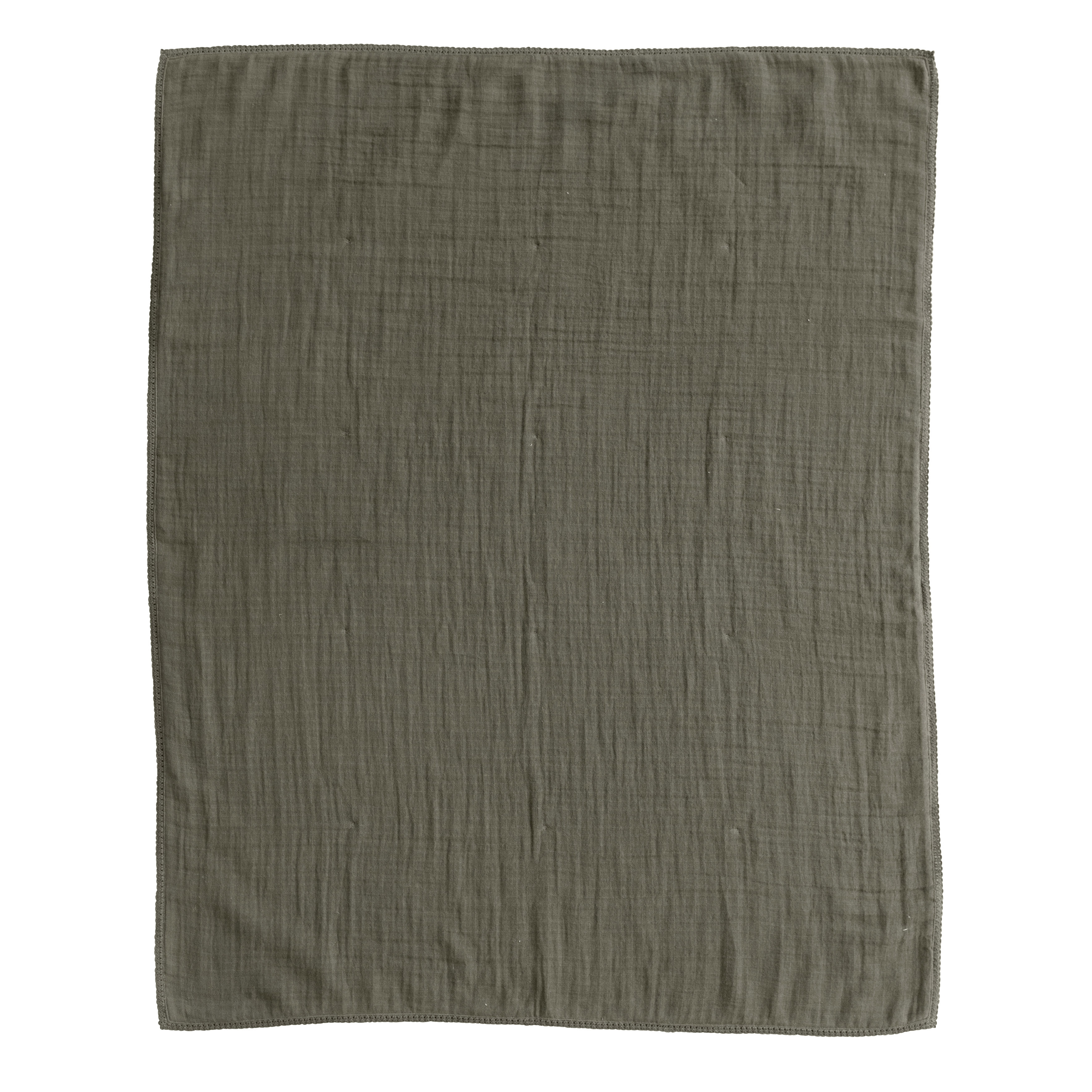  Cotton Double Cloth Baby Blanket with Trim in Bag, Olive - Creative Co-Op