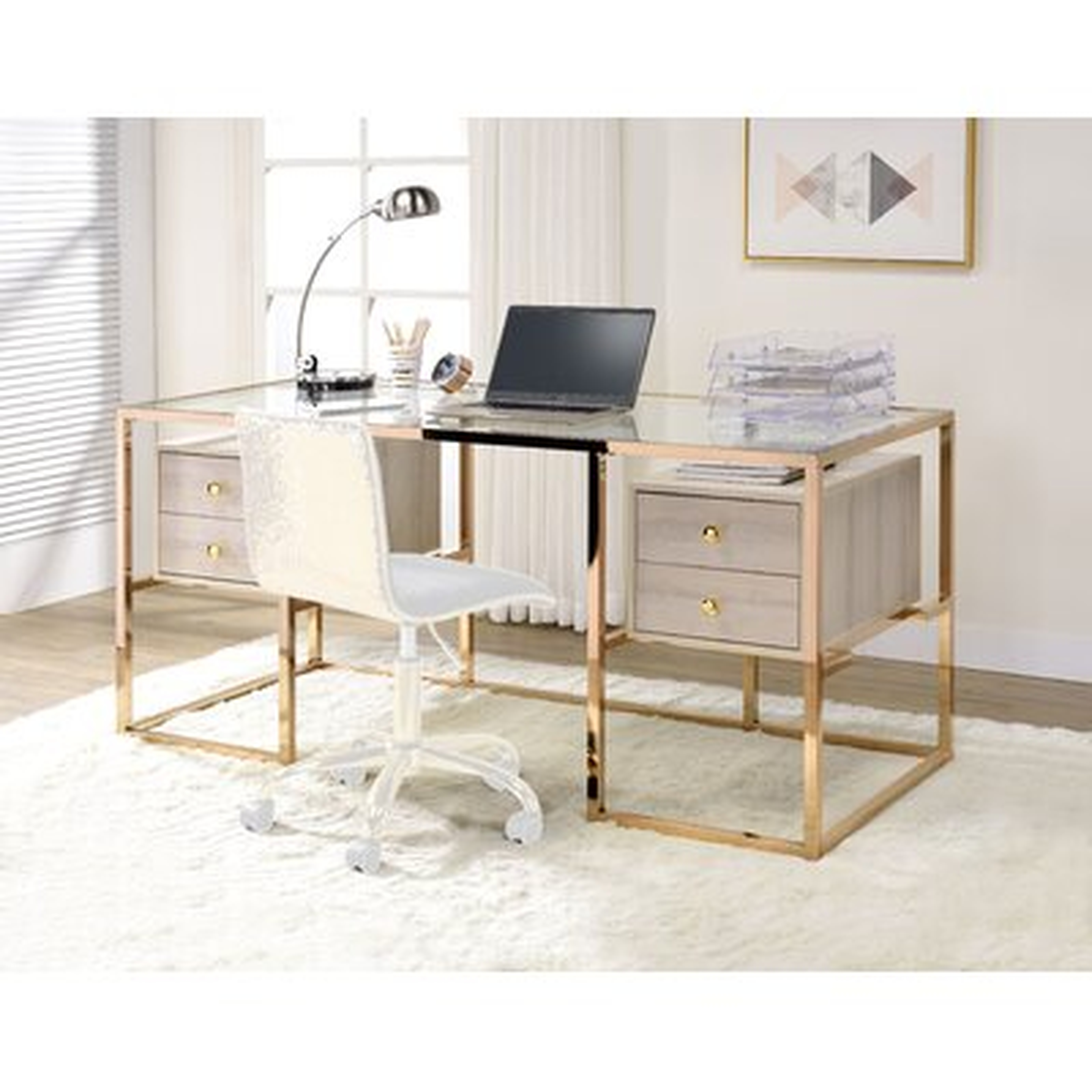 Violeta Glass Desk - Wayfair