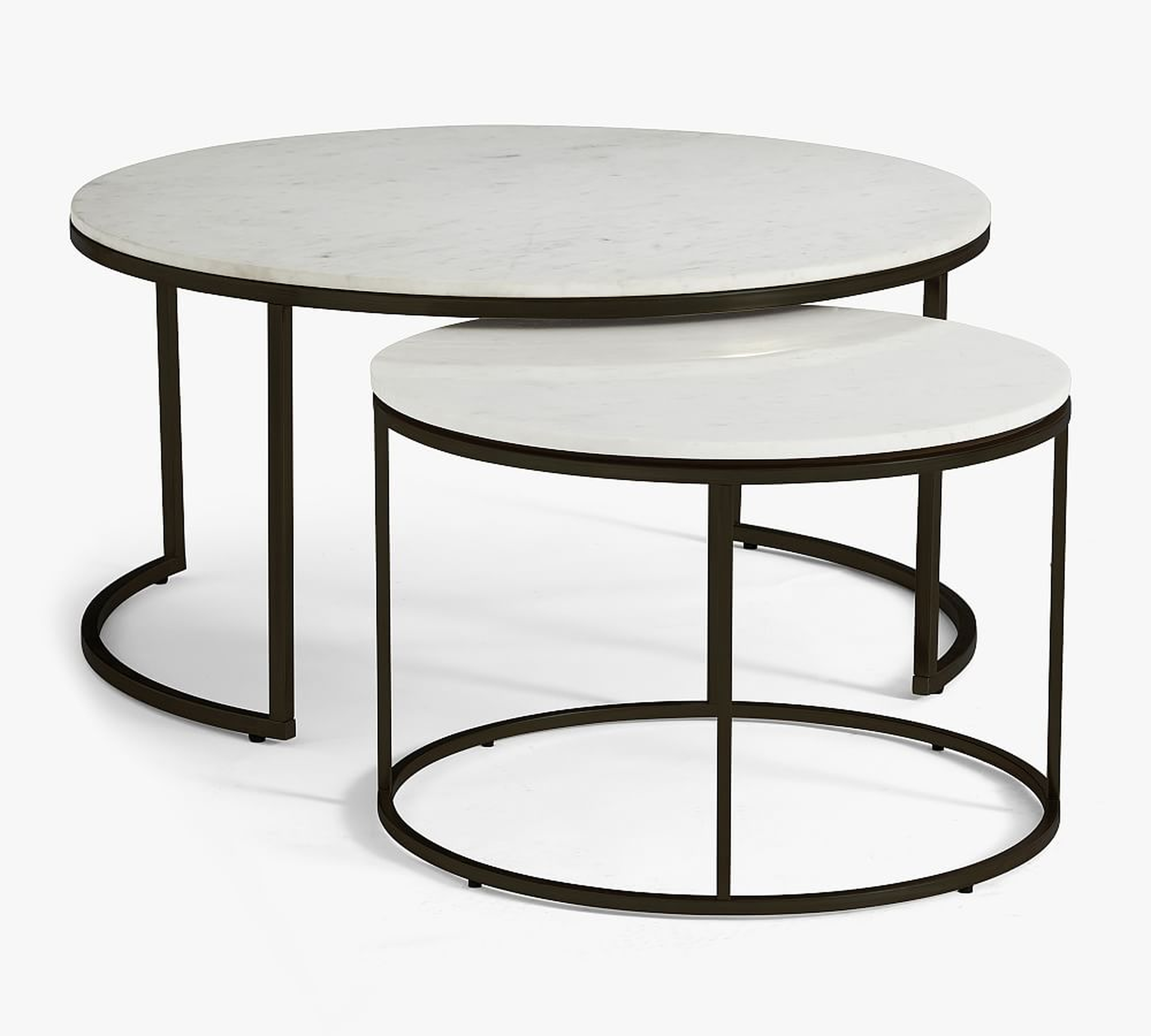 Delaney Round Marble Nesting Coffee Tables, Bronze - Pottery Barn