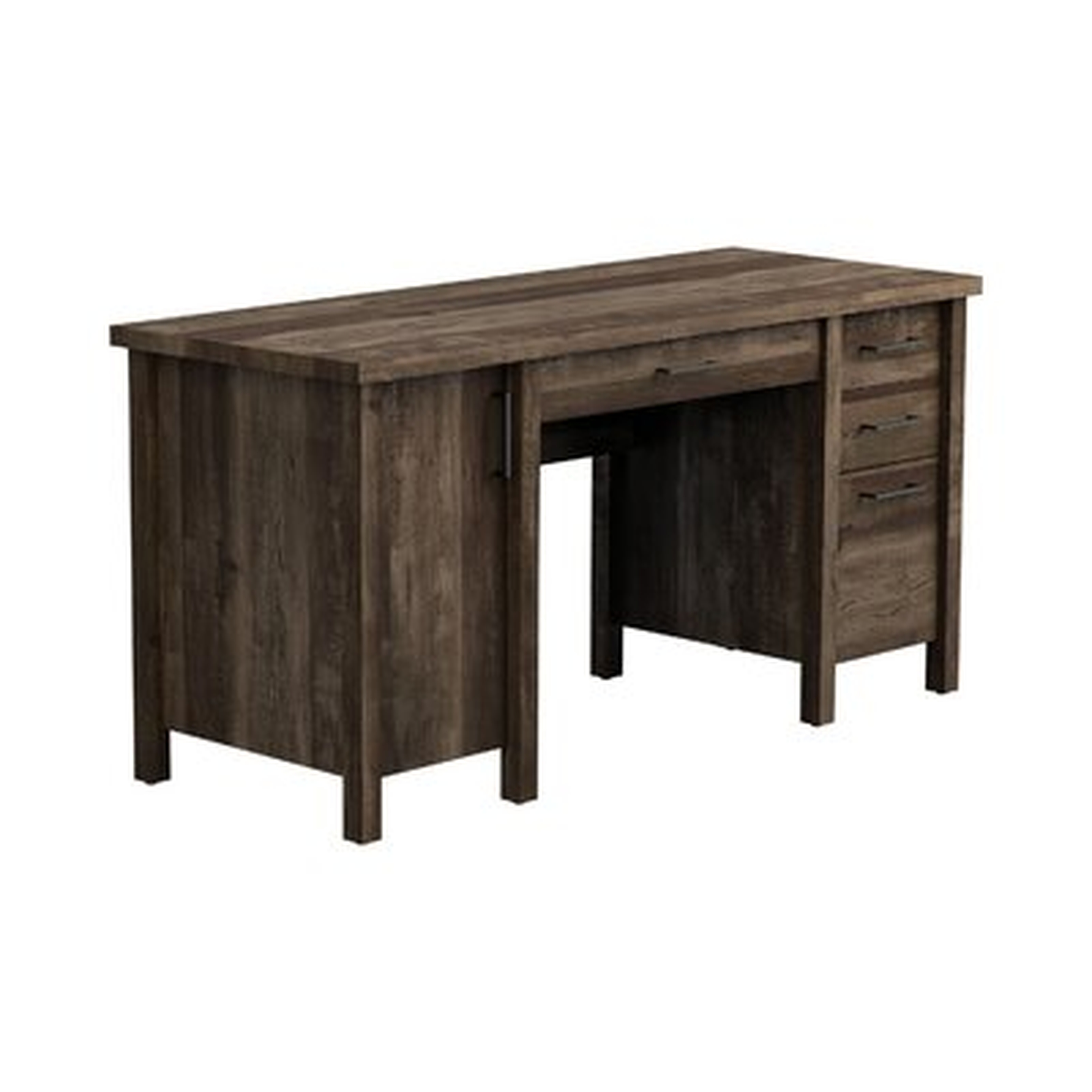 Wooden Office Desk With 4 Drawers And 1 Cabinet, Brown - Wayfair
