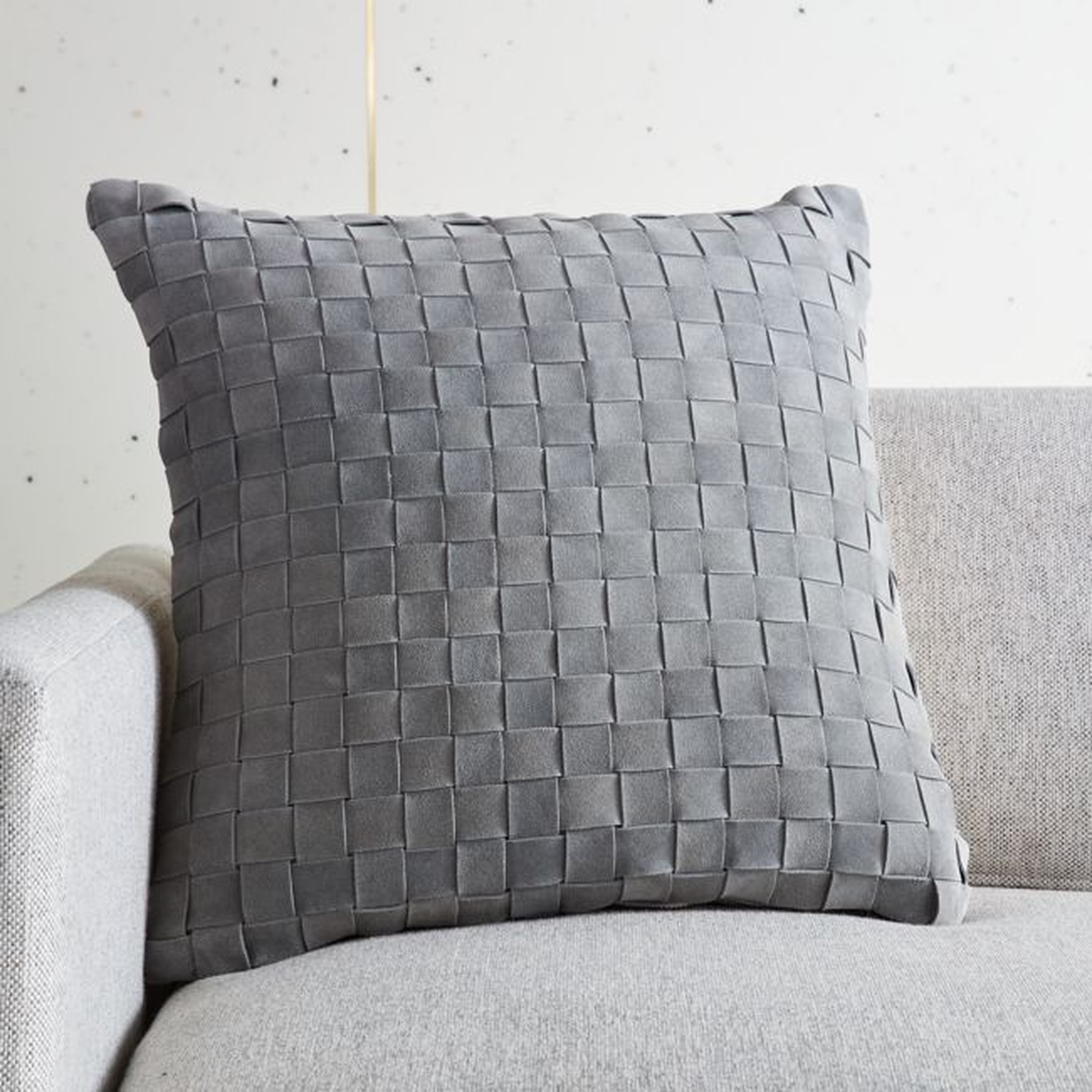 18" Grey Suede Pillow with Down-Alternative Insert - CB2