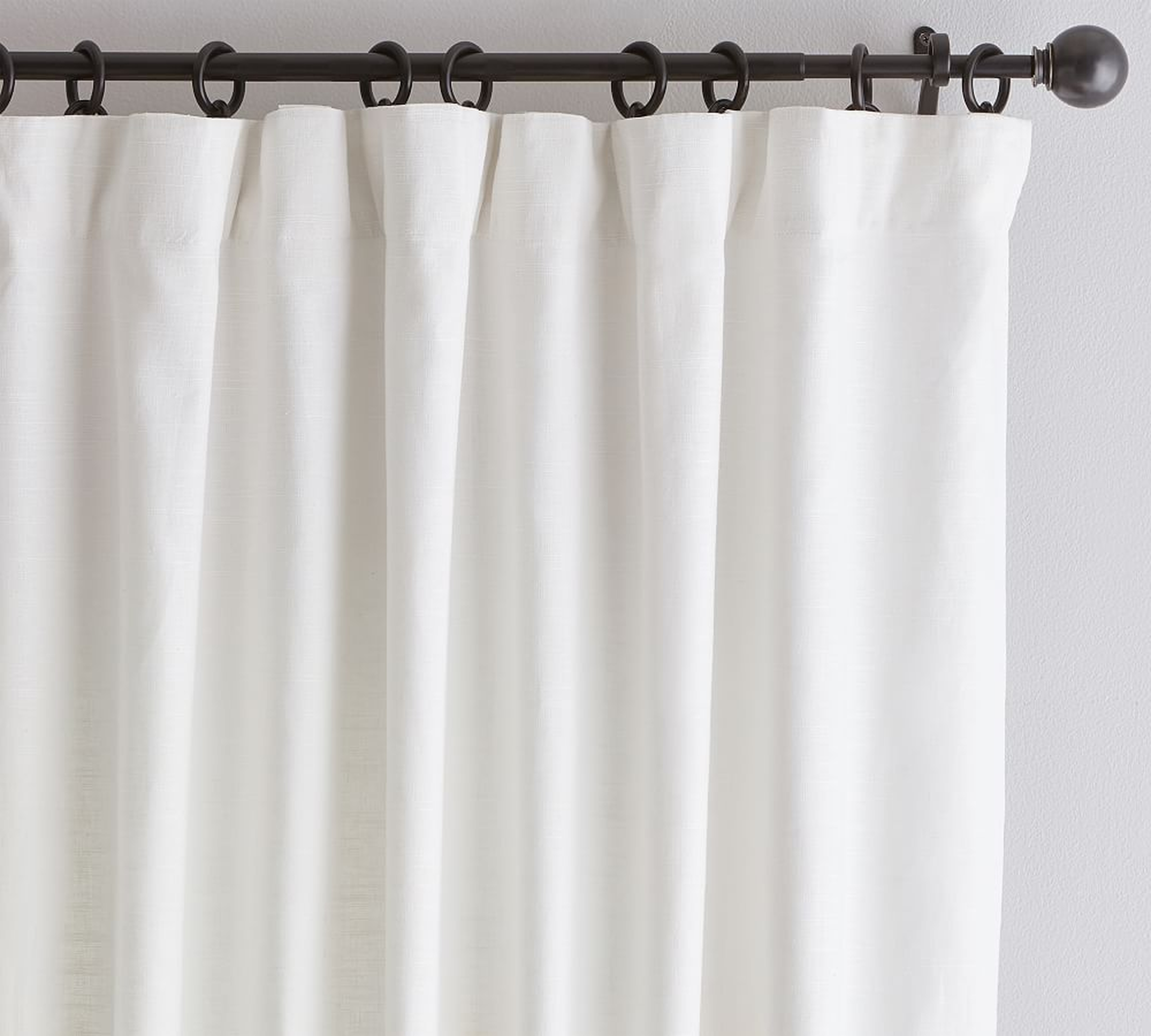 Custom Emery Linen/Cotton Rod Pocket Curtain, White, 120 x 79" - Pottery Barn