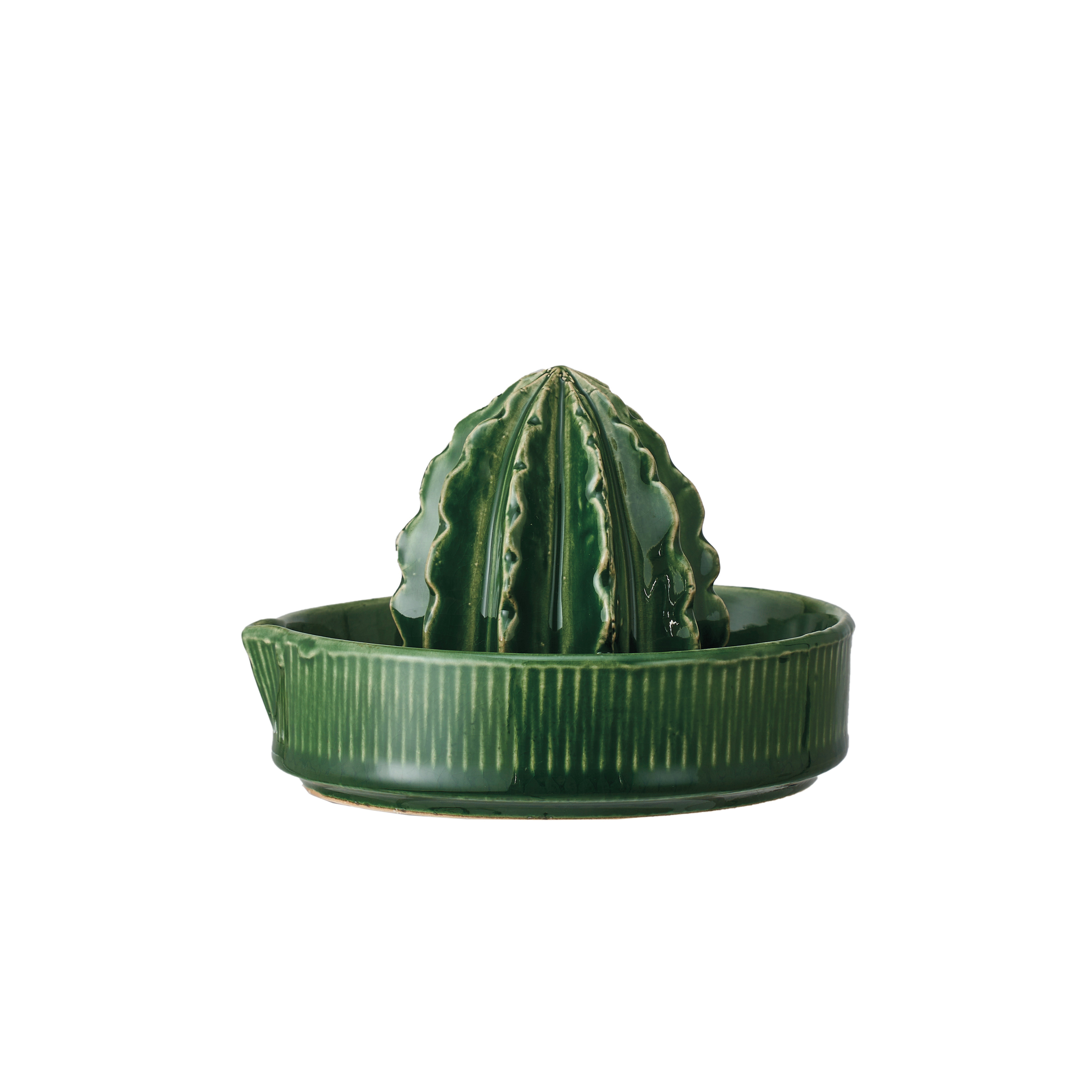 Cactus-Shaped Stoneware Juicer, Green - Creative Co-Op