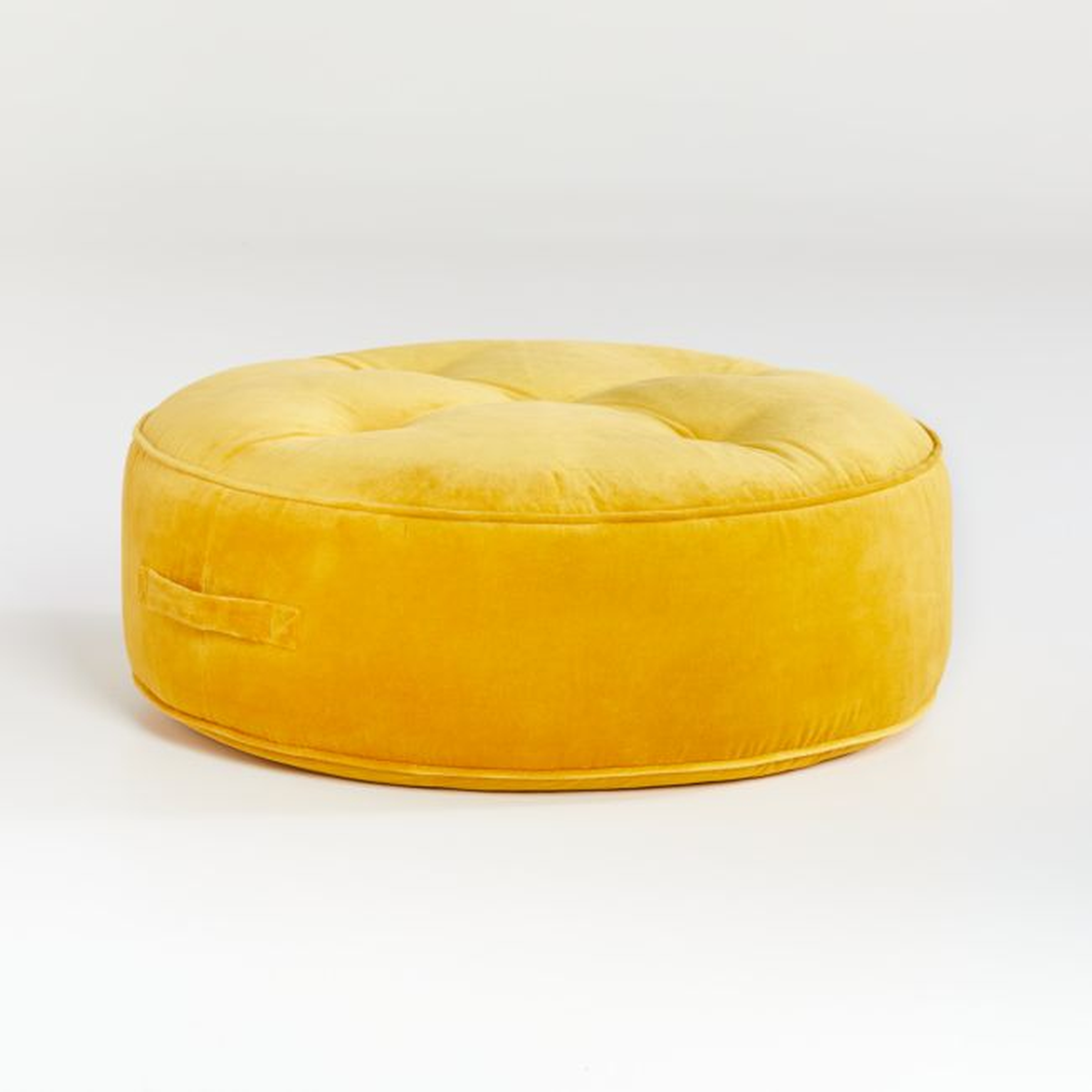 Yellow Velvet Flat Pouf - Crate and Barrel