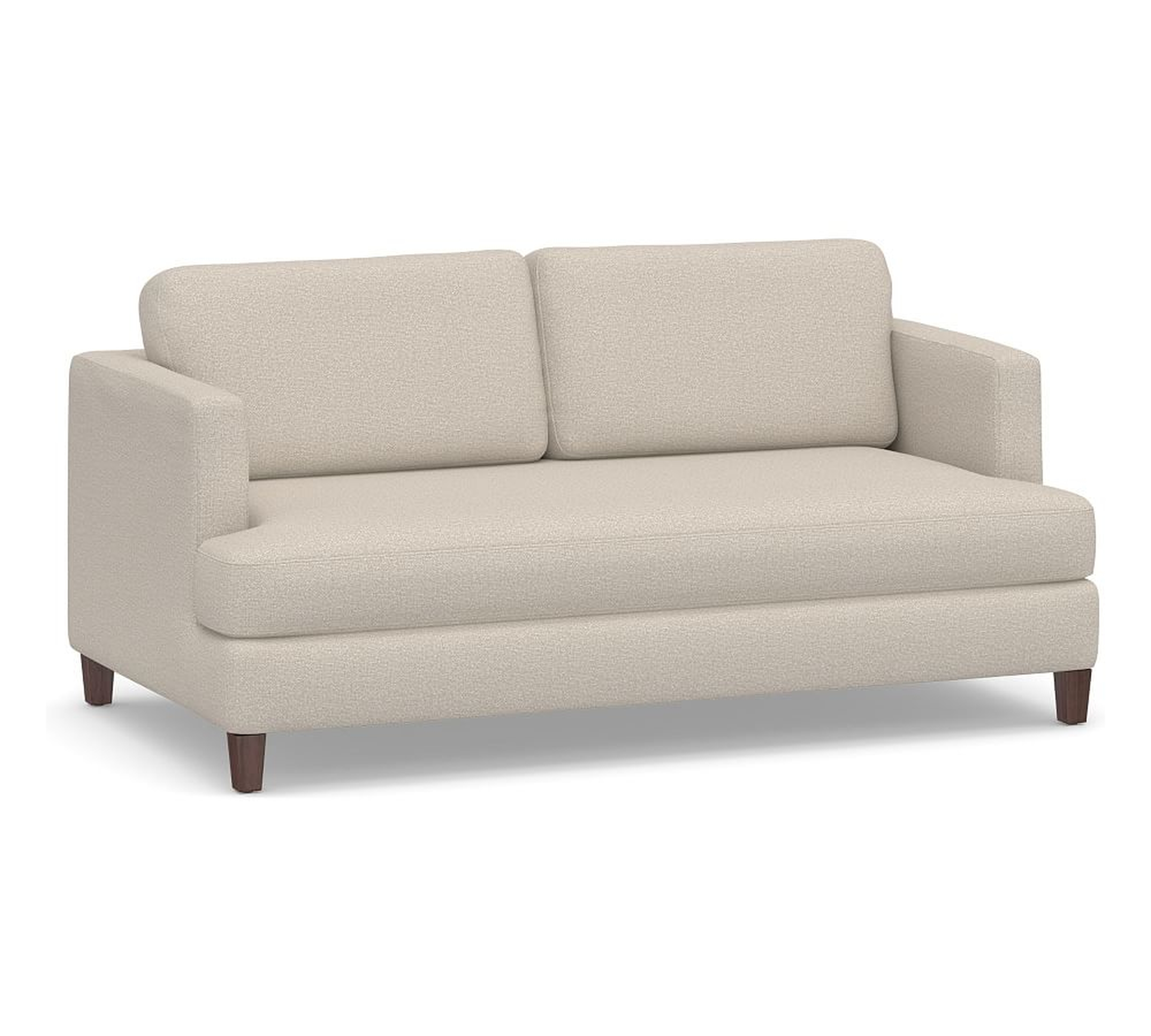 SoMa Ember Upholstered Loveseat 66", Polyester Wrapped Cushions, Performance Chateau Basketweave Oatmeal - Pottery Barn