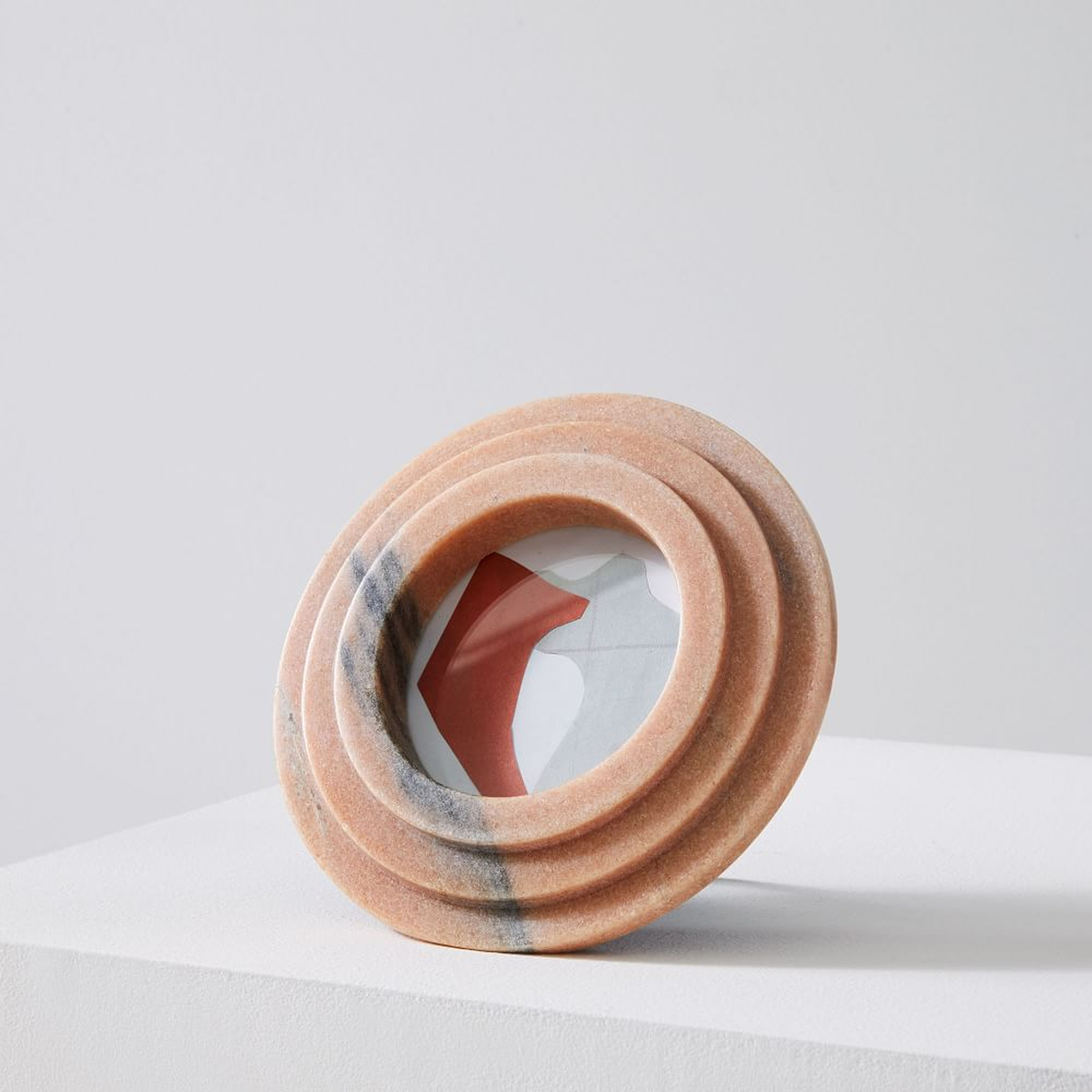 Stacked Marble Frame, Circle, 4"x4"", Rose - West Elm