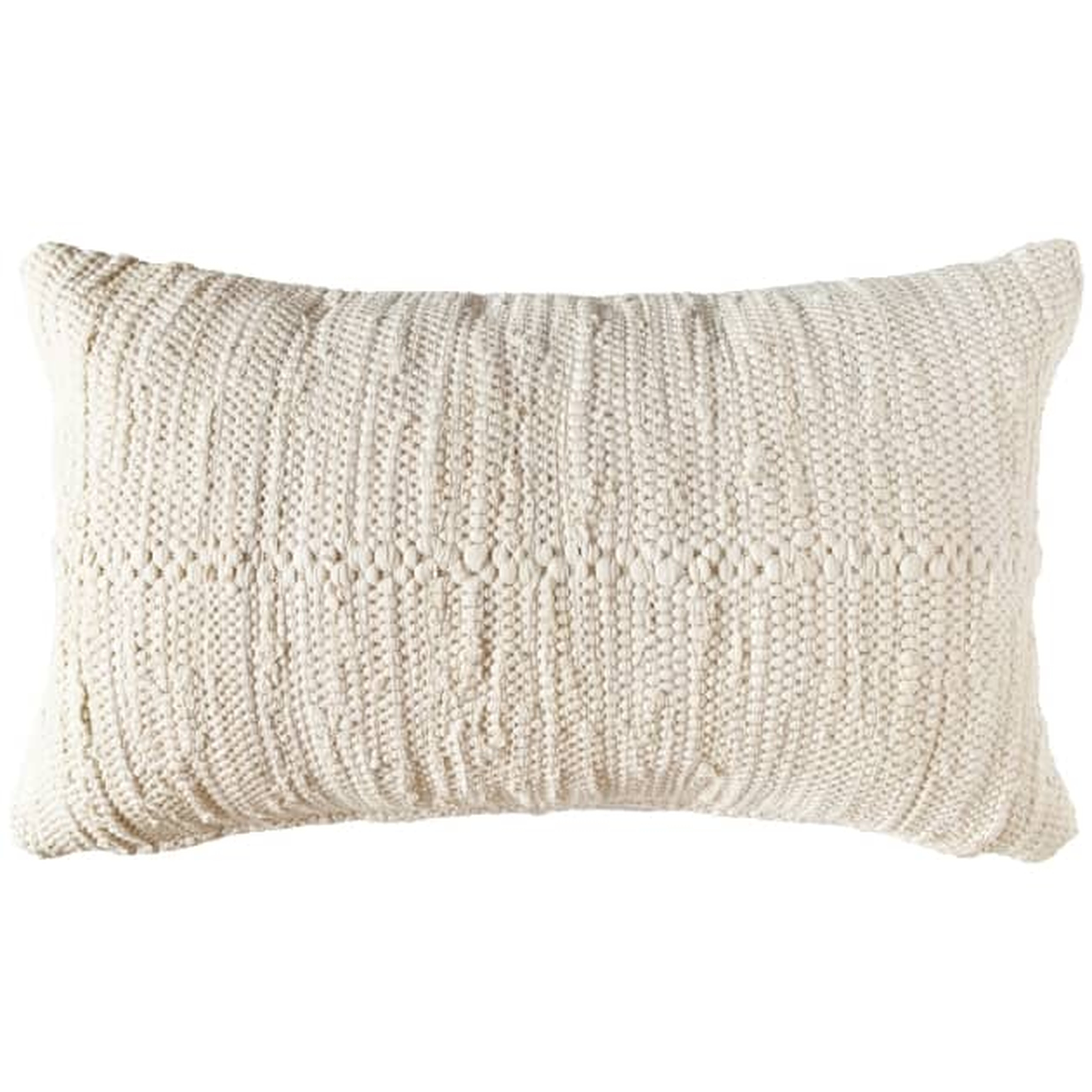Chindi Lumbar Pillow Cover, Cream, 24" x 14" - PillowPia