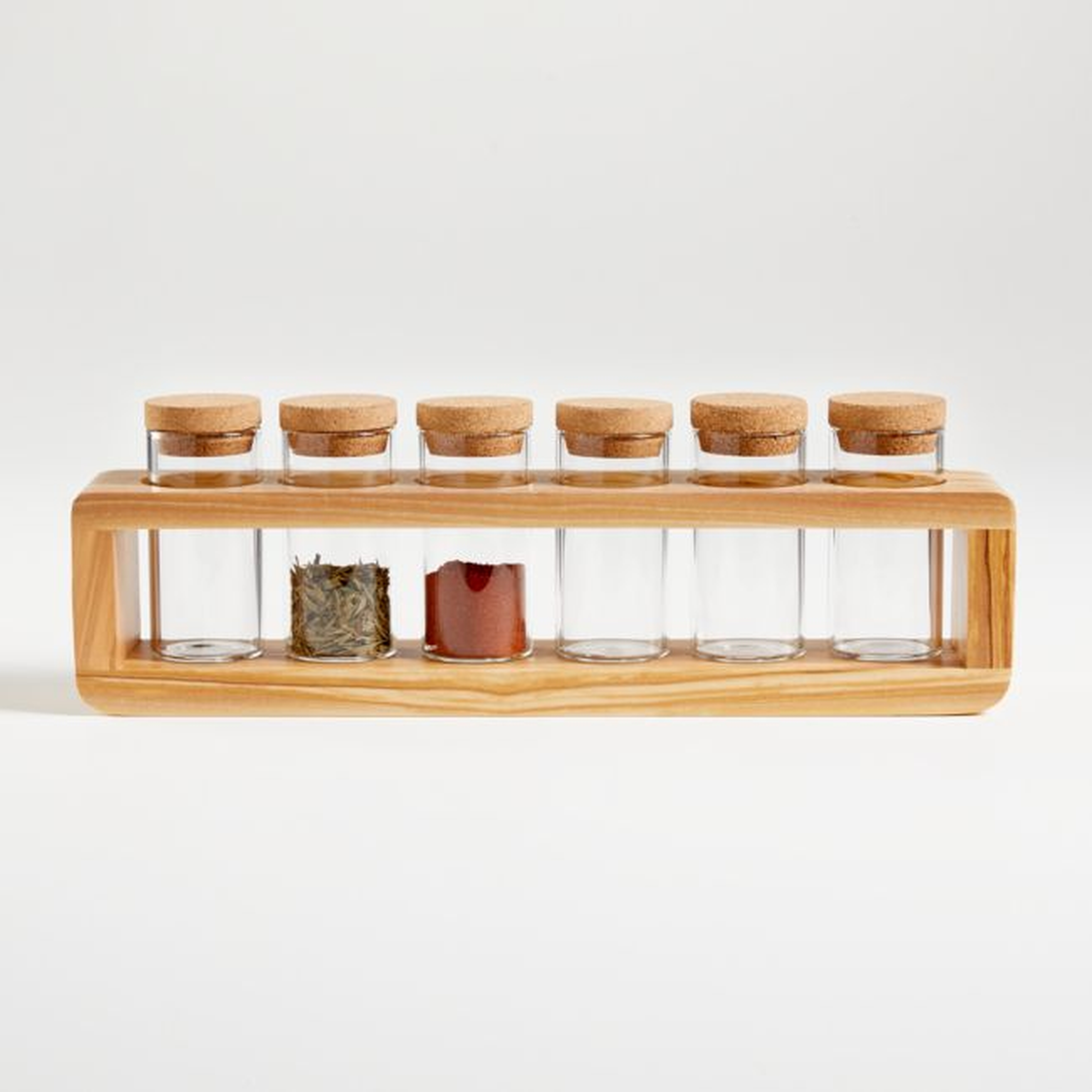Maia Olivewood 6-Jar Spice Rack - Crate and Barrel