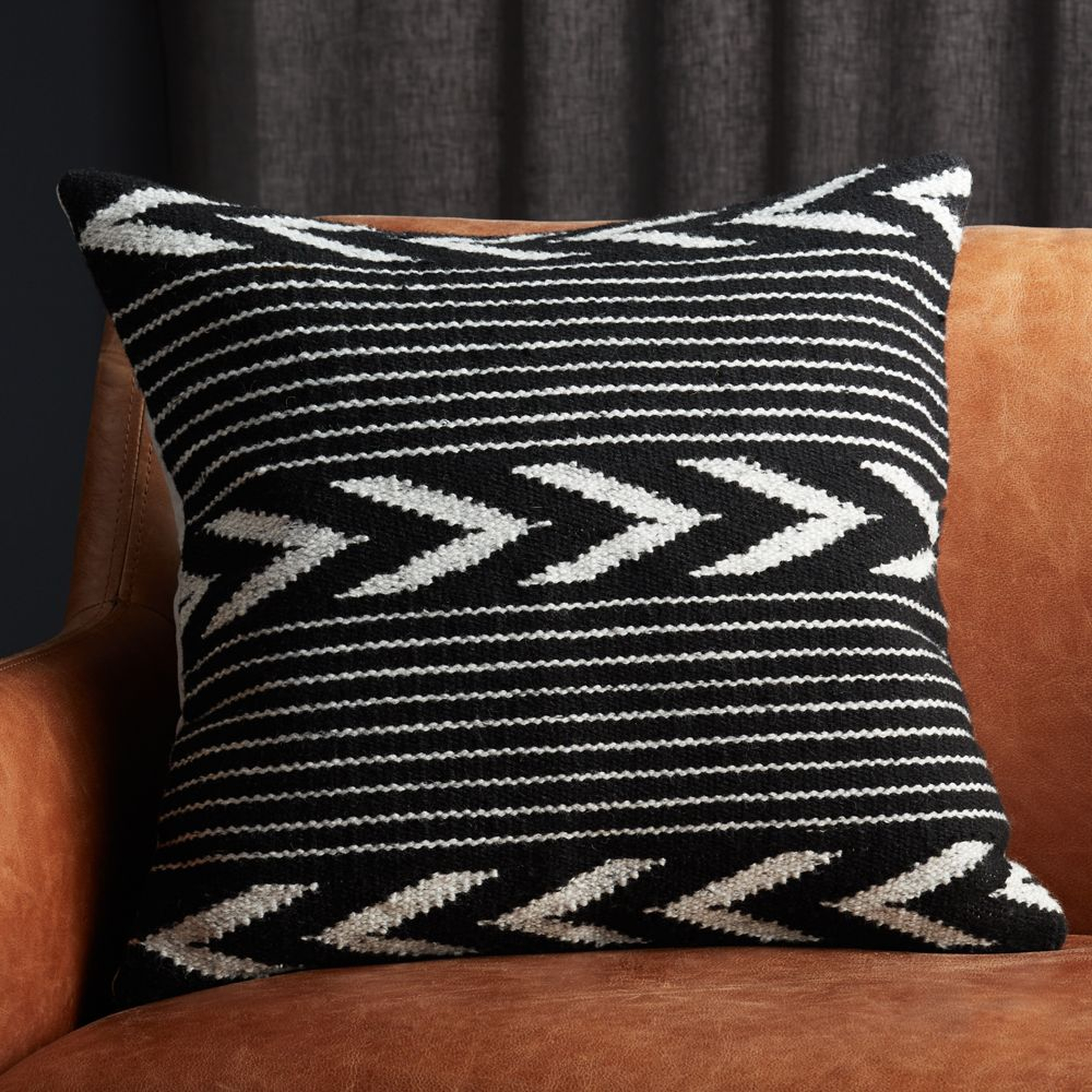 20" Bowman Black and White Pillow with Feather-Down Insert - CB2