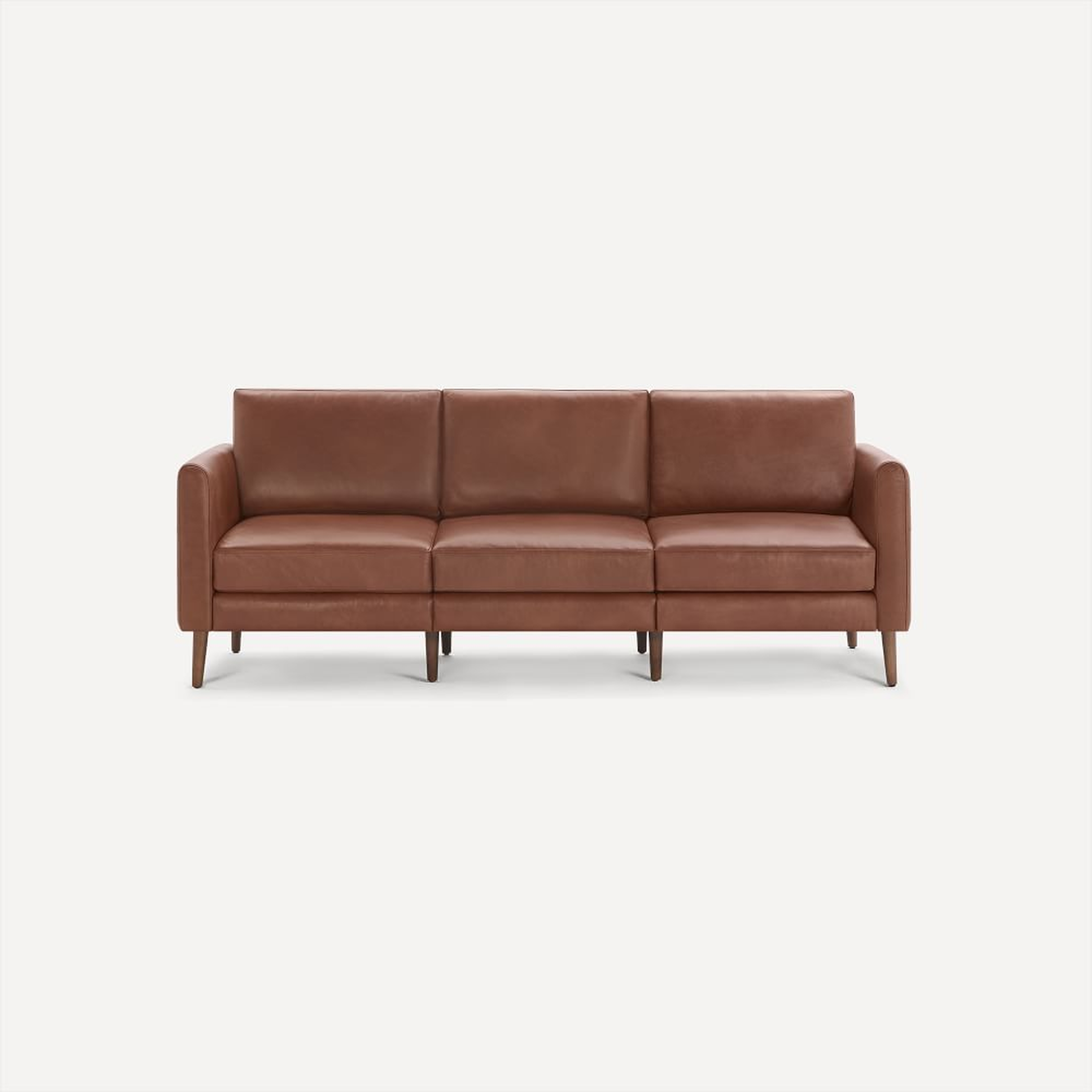 Nomad Arch Leather Sofa, Chestnut, Walnut Wood - West Elm
