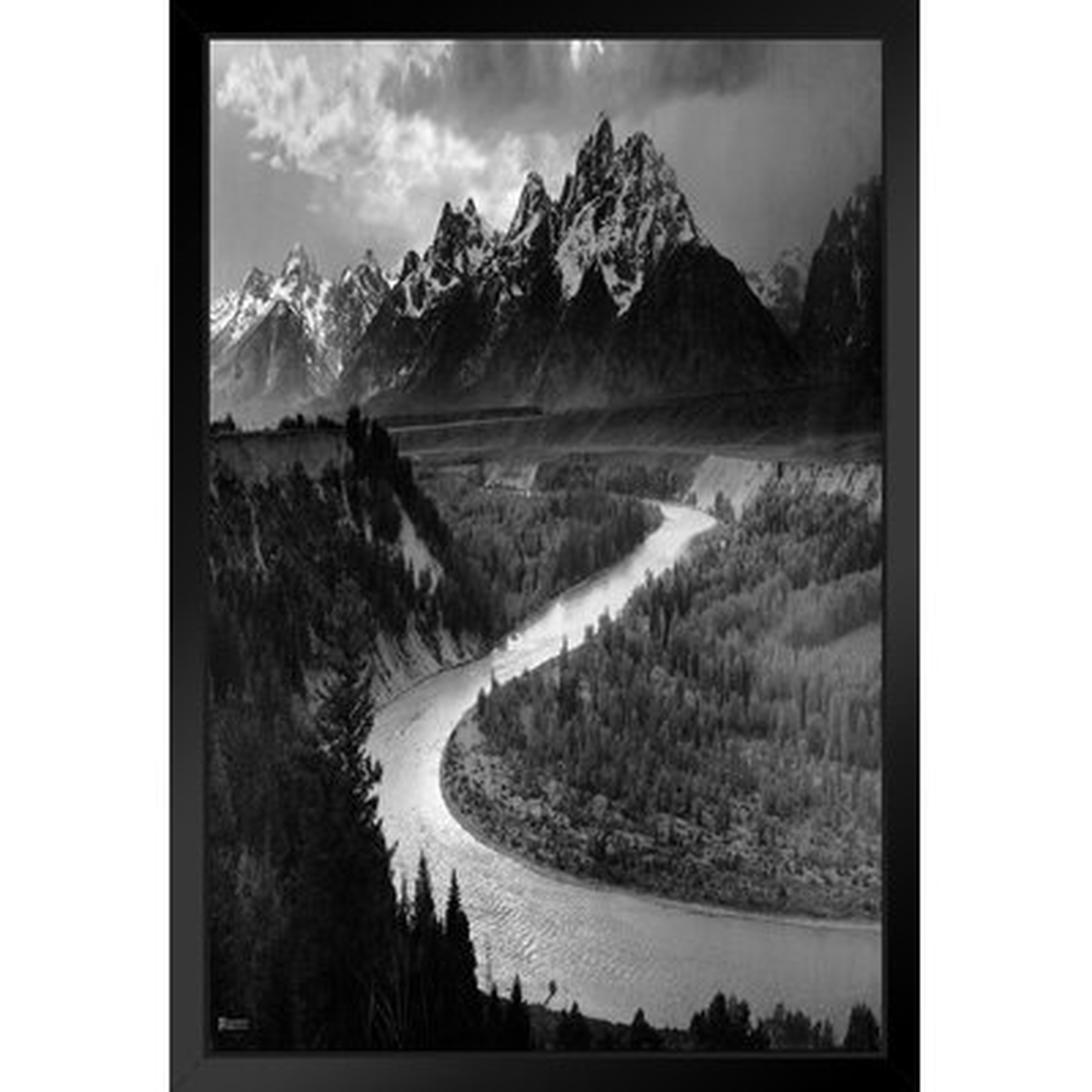 Ansel Adams Print Snake River Overlook Grand Tetons National Park Wyoming Black And White Photography Nature Home Decor Room Decor Landscape Photo Black Wood Framed Art Poster 14X20 - Wayfair