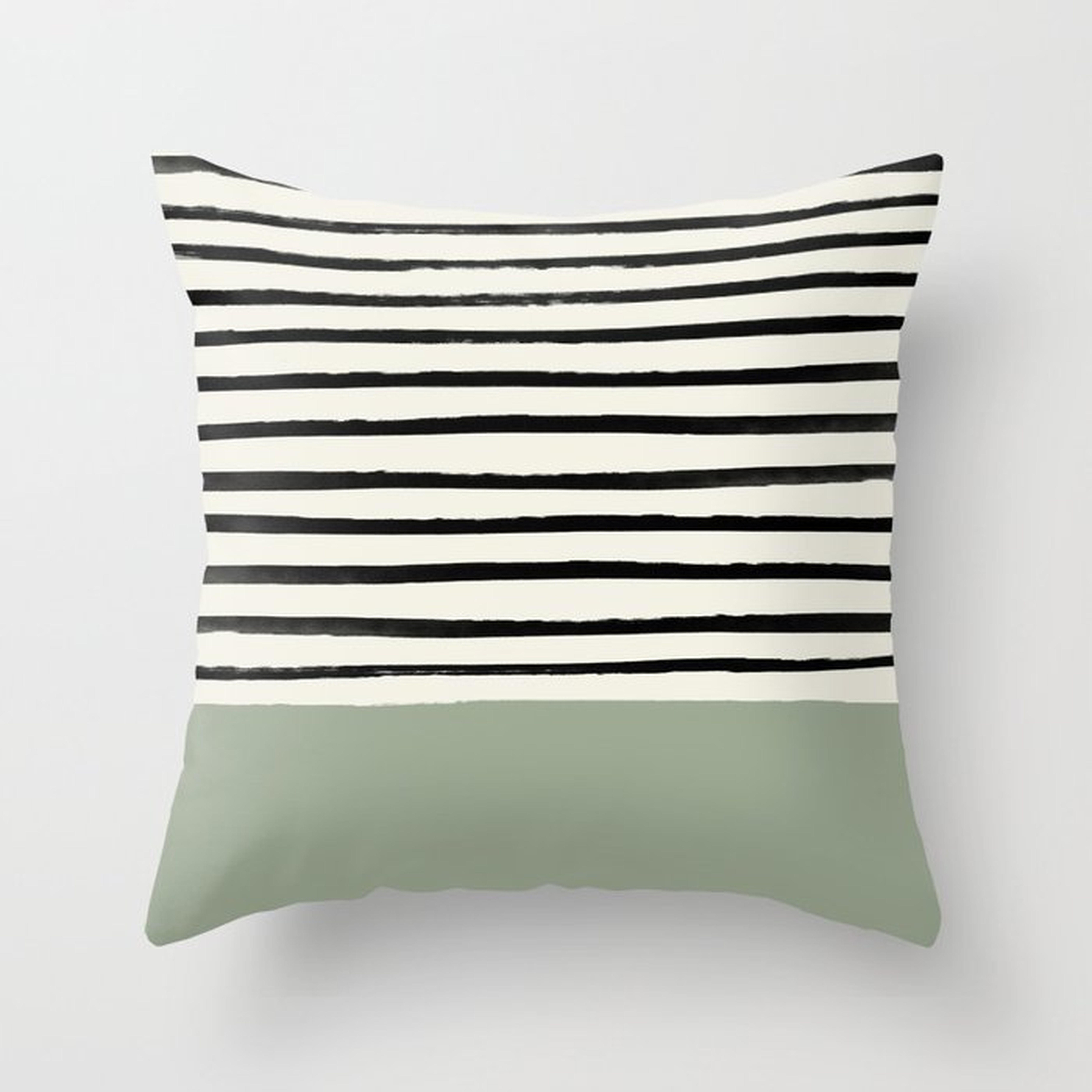 Sage Green X Stripes Throw Pillow by Leah Flores - Cover (20" x 20") With Pillow Insert - Indoor Pillow - Society6