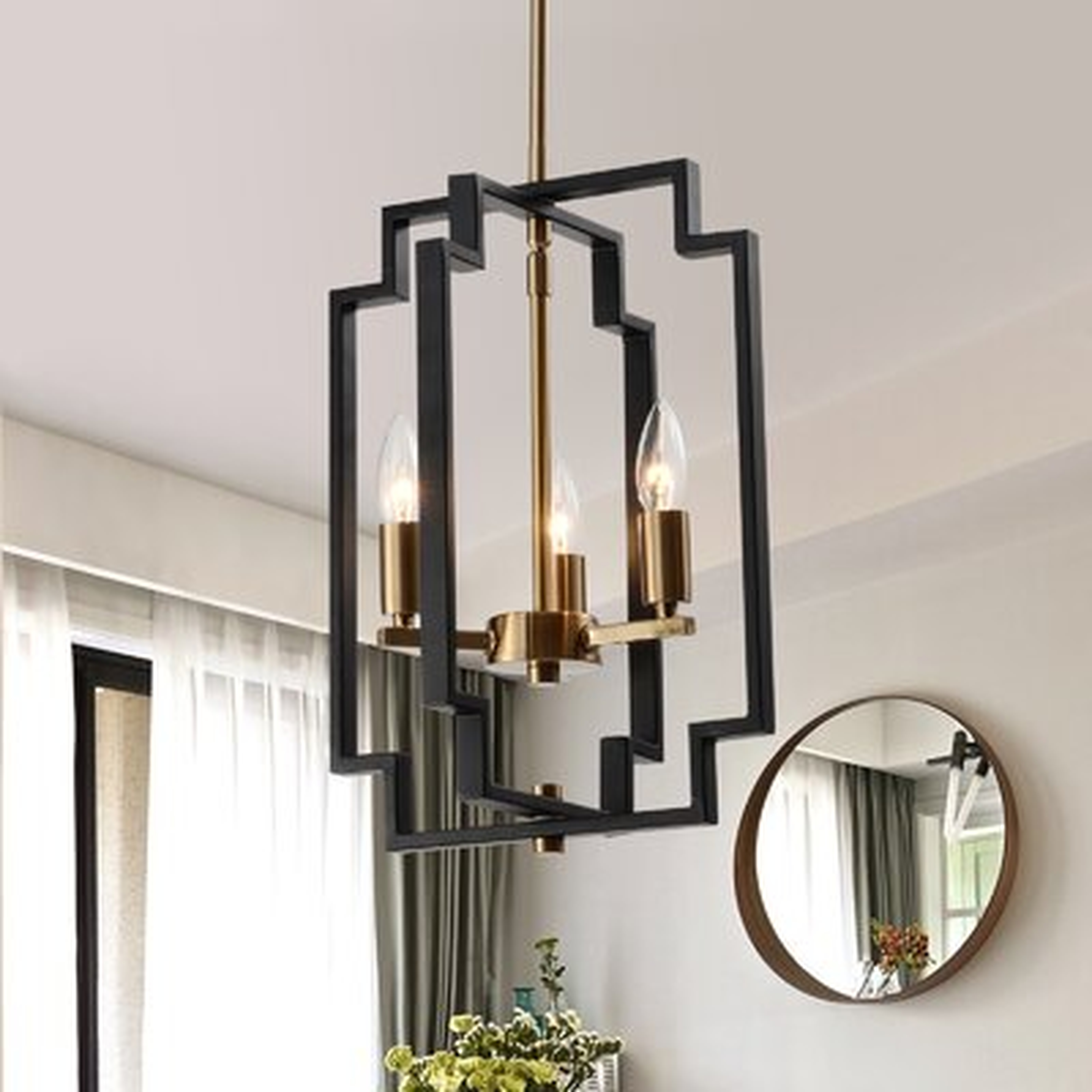 Bartow 3 - Light Rectangle Chandelier with Wrought Iron Accents - Wayfair