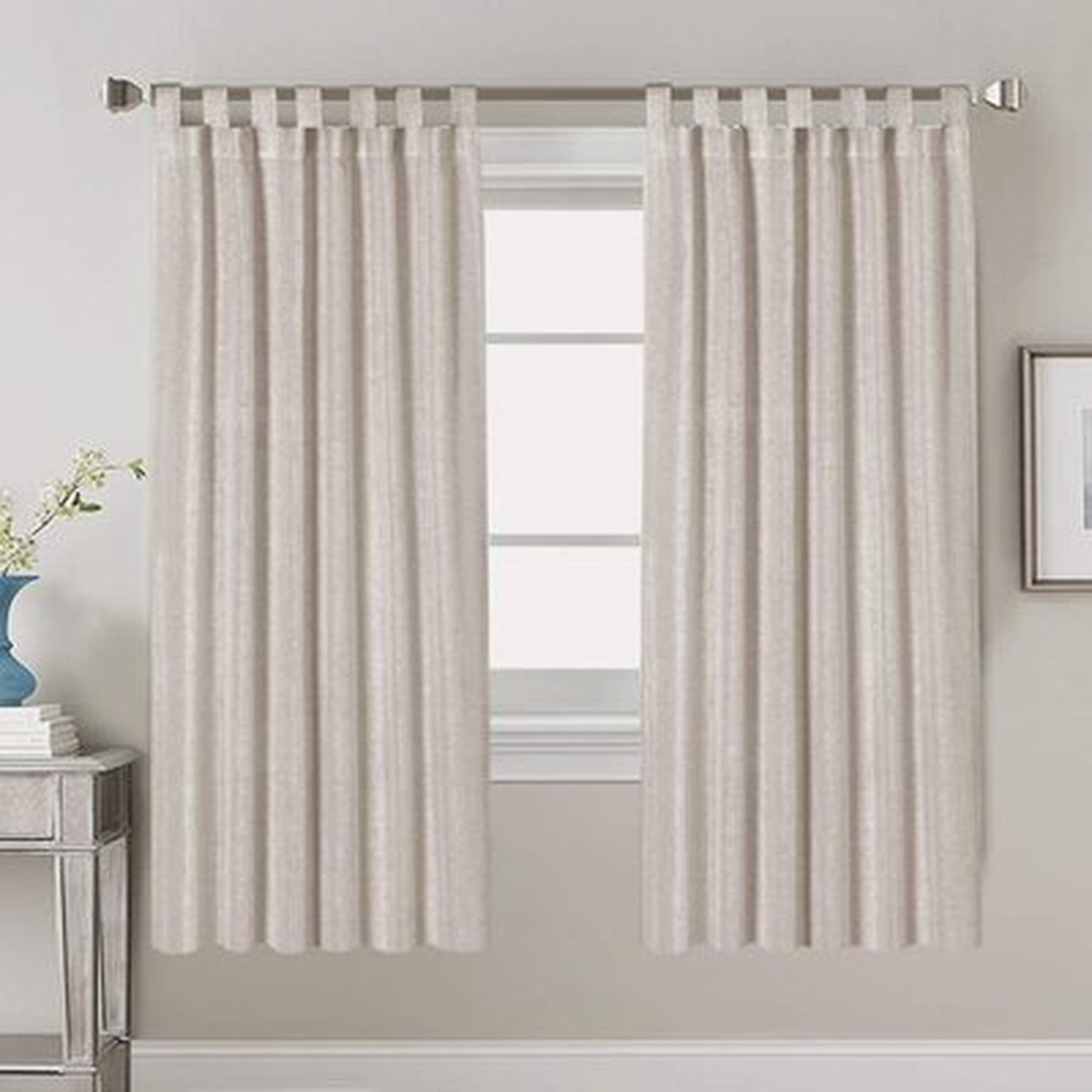 Luxury Solid Semi-Sheer Natural Linen Tab Top Curtain Panels - Wayfair