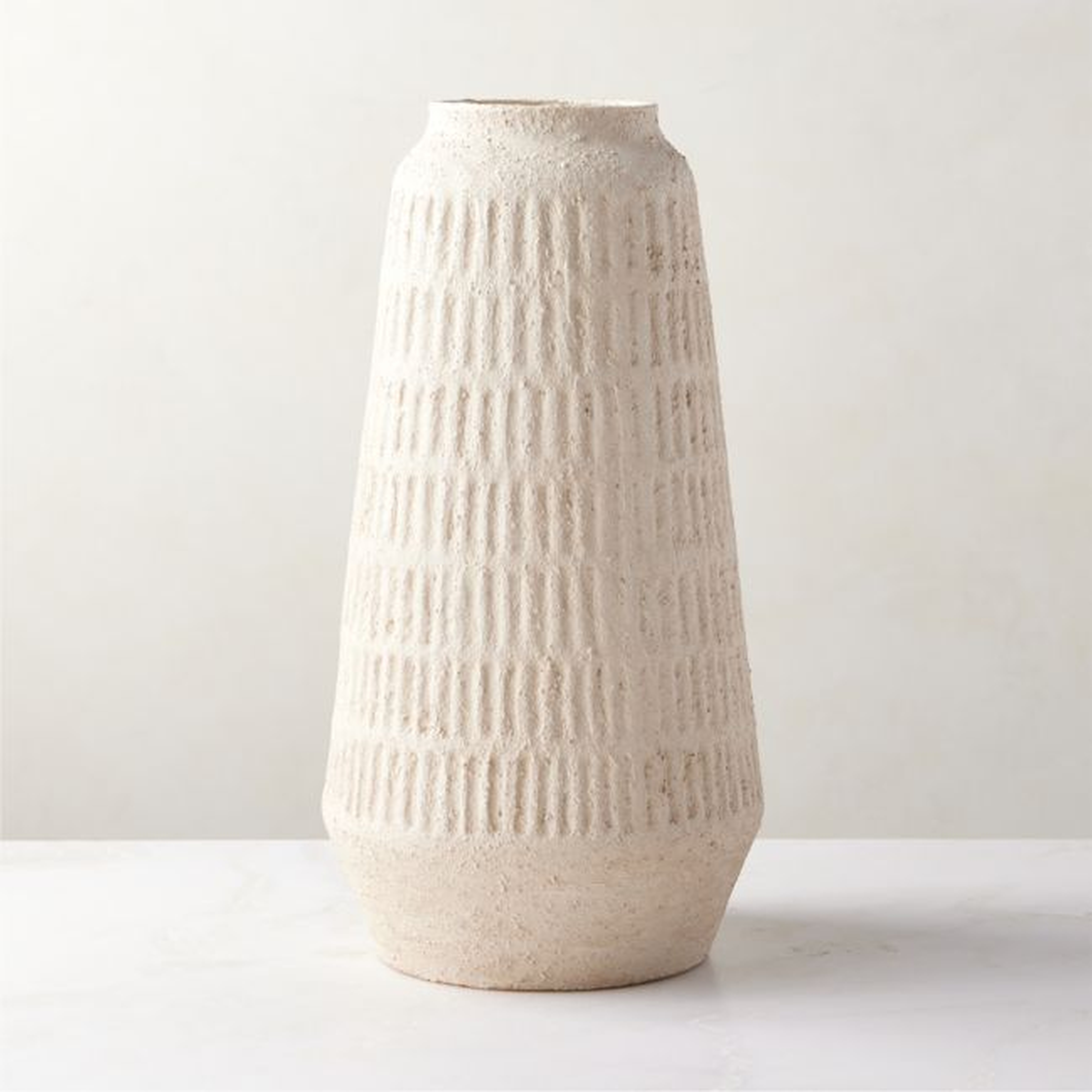 Domitia Textured Ivory White Vase Tall - CB2