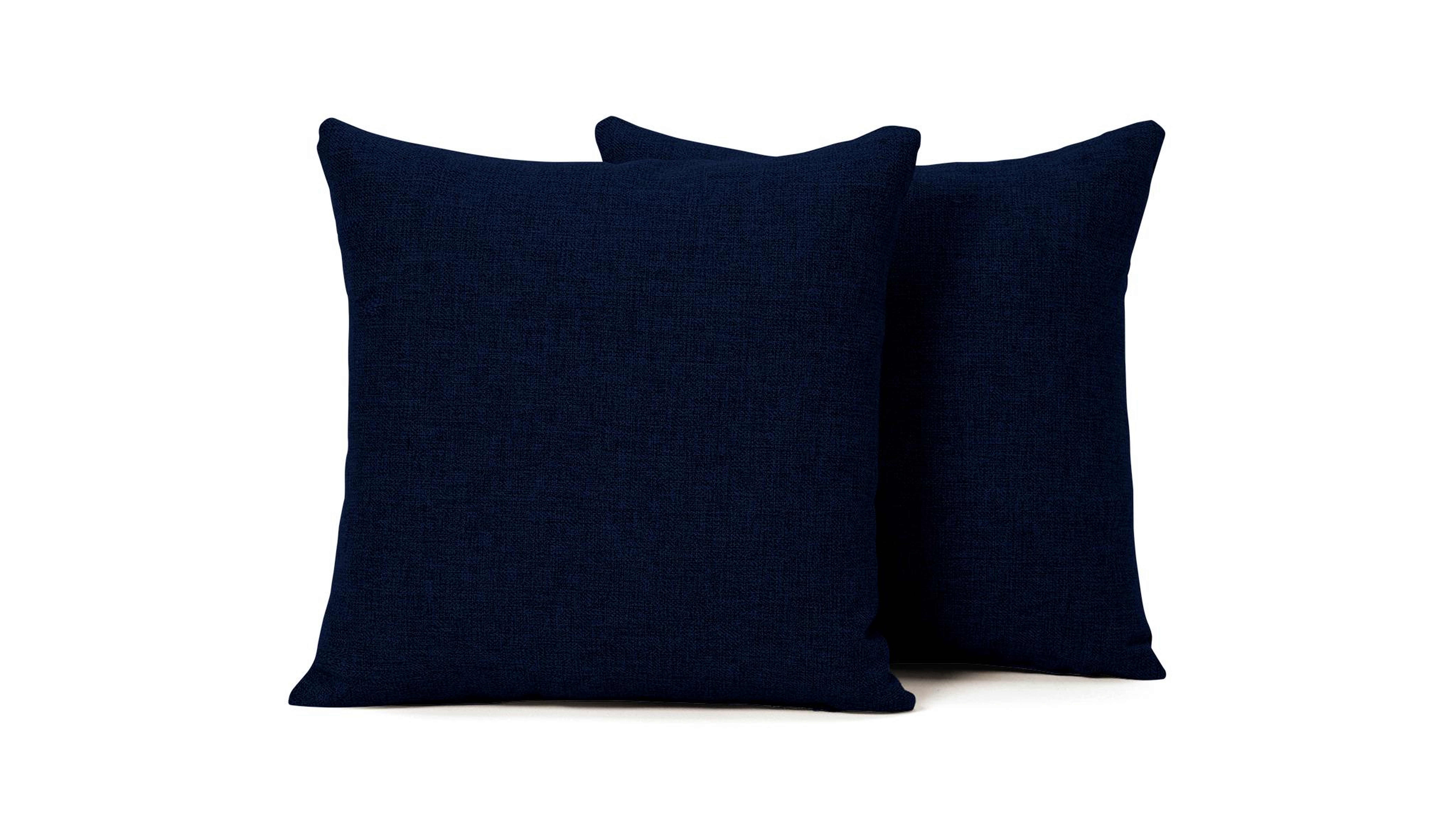Blue Decorative Mid Century Modern Knife Edge Pillows 18 x 18 (Set of 2) - Royale Cobalt - Joybird
