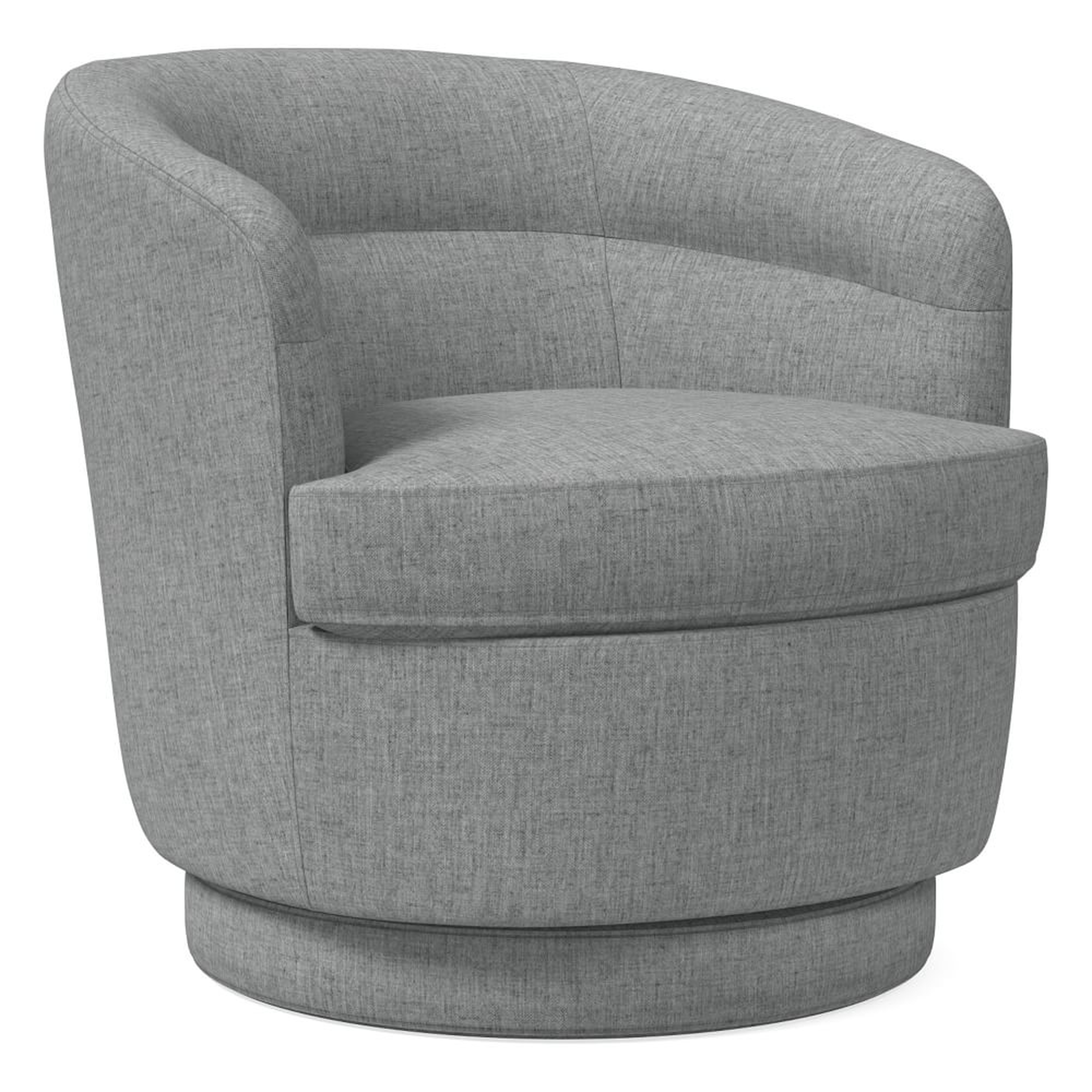 Viv Swivel Chair, Poly, Performance Coastal Linen, Anchor Gray, Concealed Support - West Elm