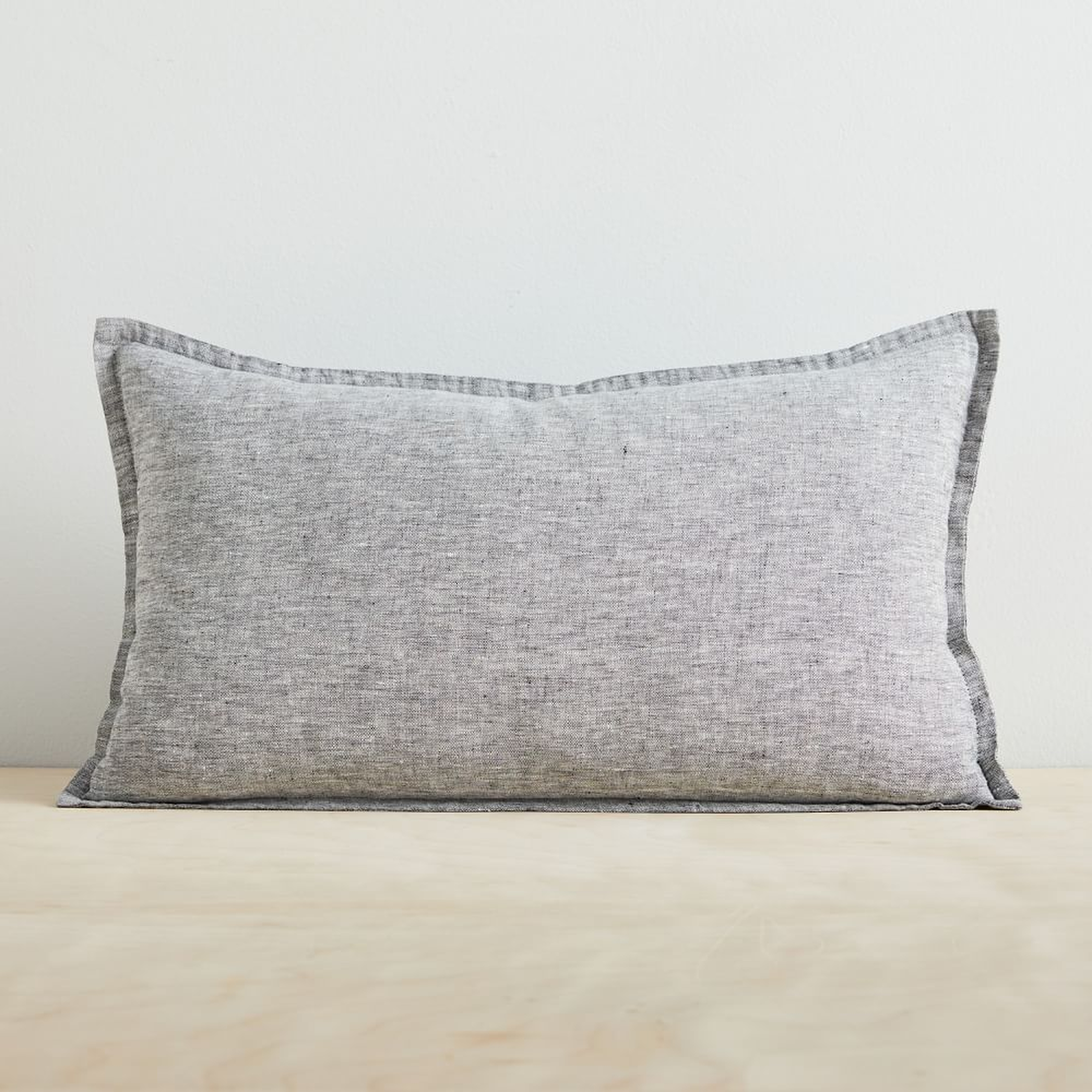 European Flax Linen Pillow Cover, 12"x21", Slate Melange - West Elm