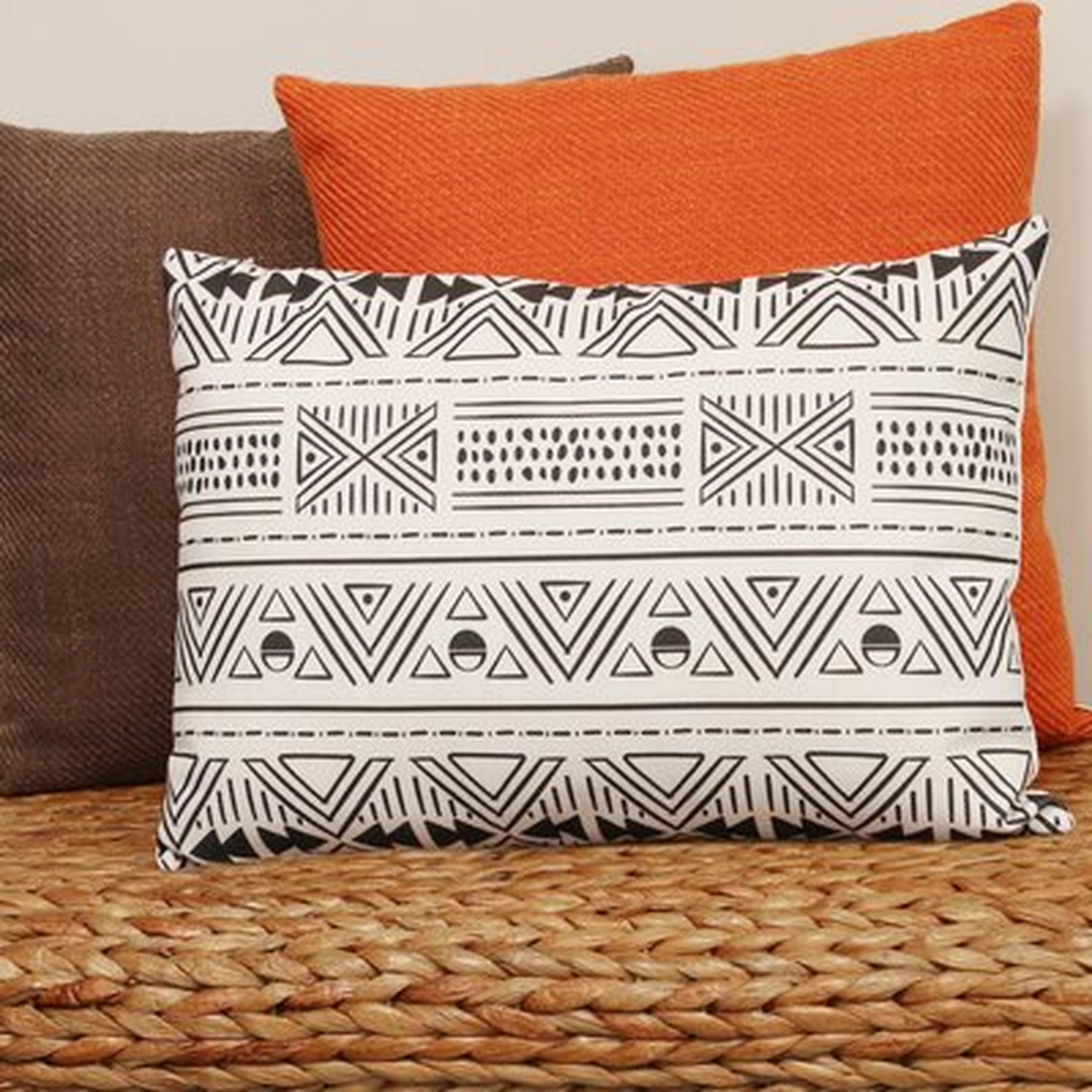 Dede Foundry Select Tribal Mudcloth Stripped 14" Lumbar Pillow Cover and Insert Pillow - Wayfair