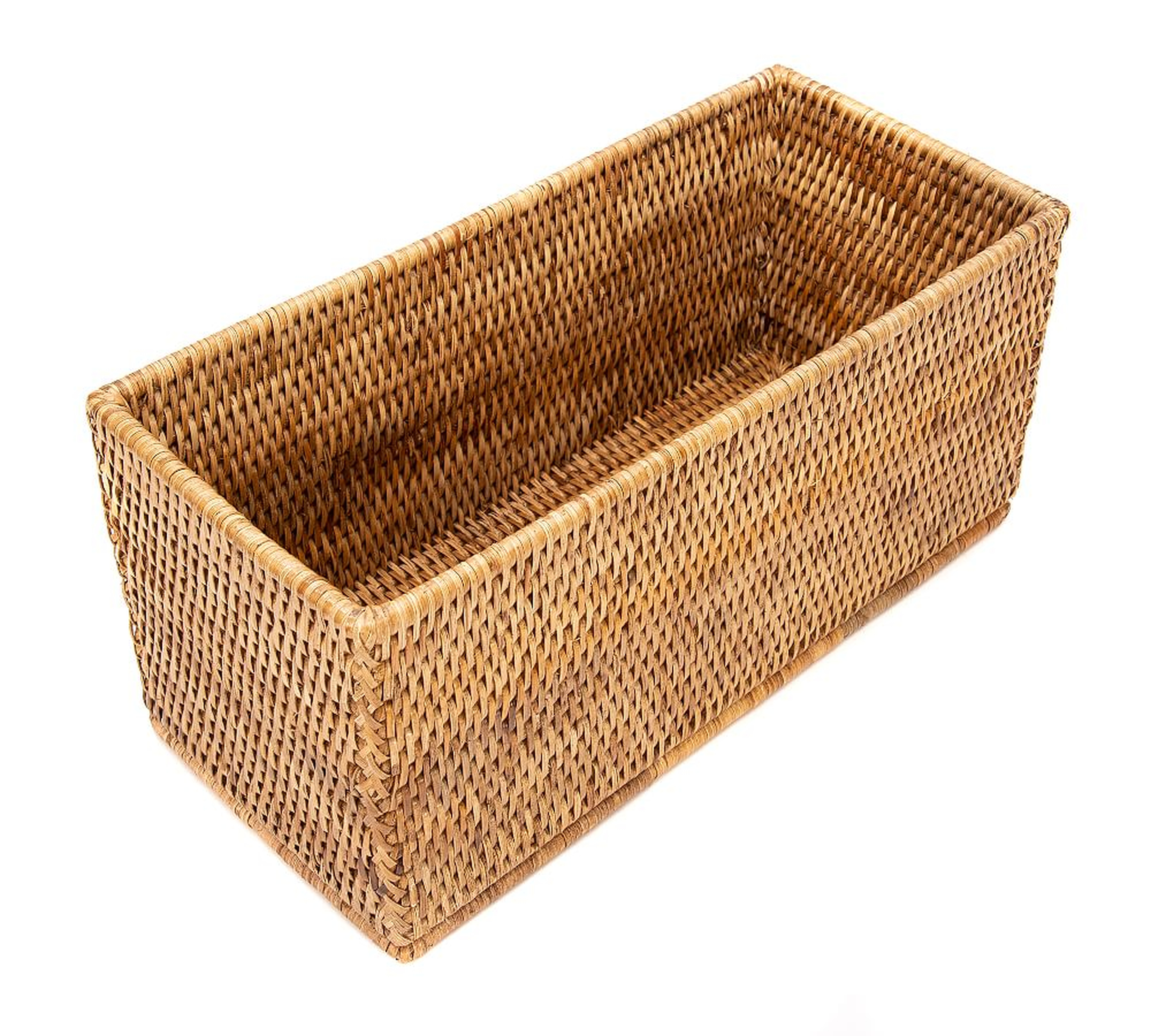 Tava Handwoven Rattan Rectangular Everything Basket, Natural - Pottery Barn