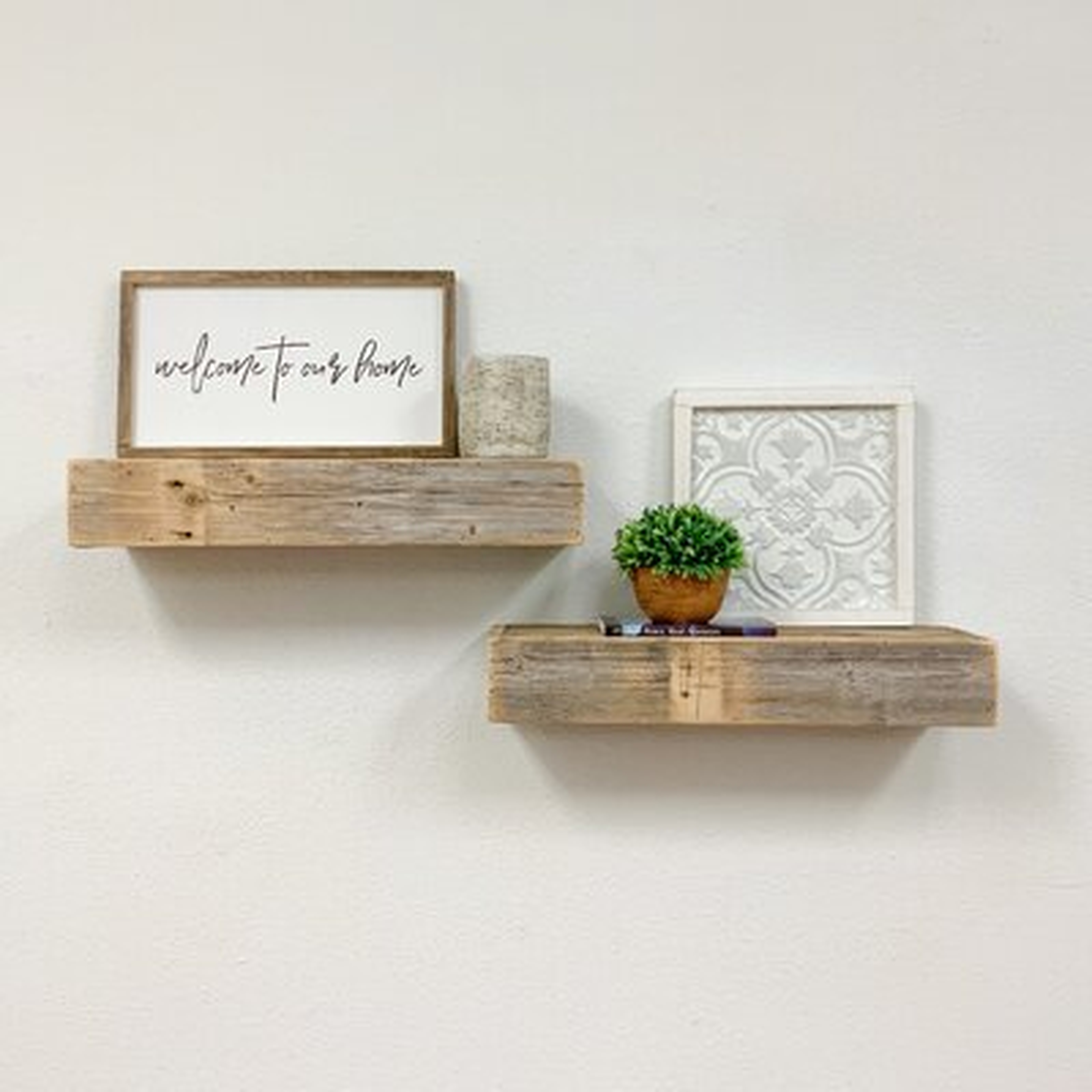 Spinney 2 Piece Pine Solid Wood Floating Shelf with Reclaimed Wood - Wayfair