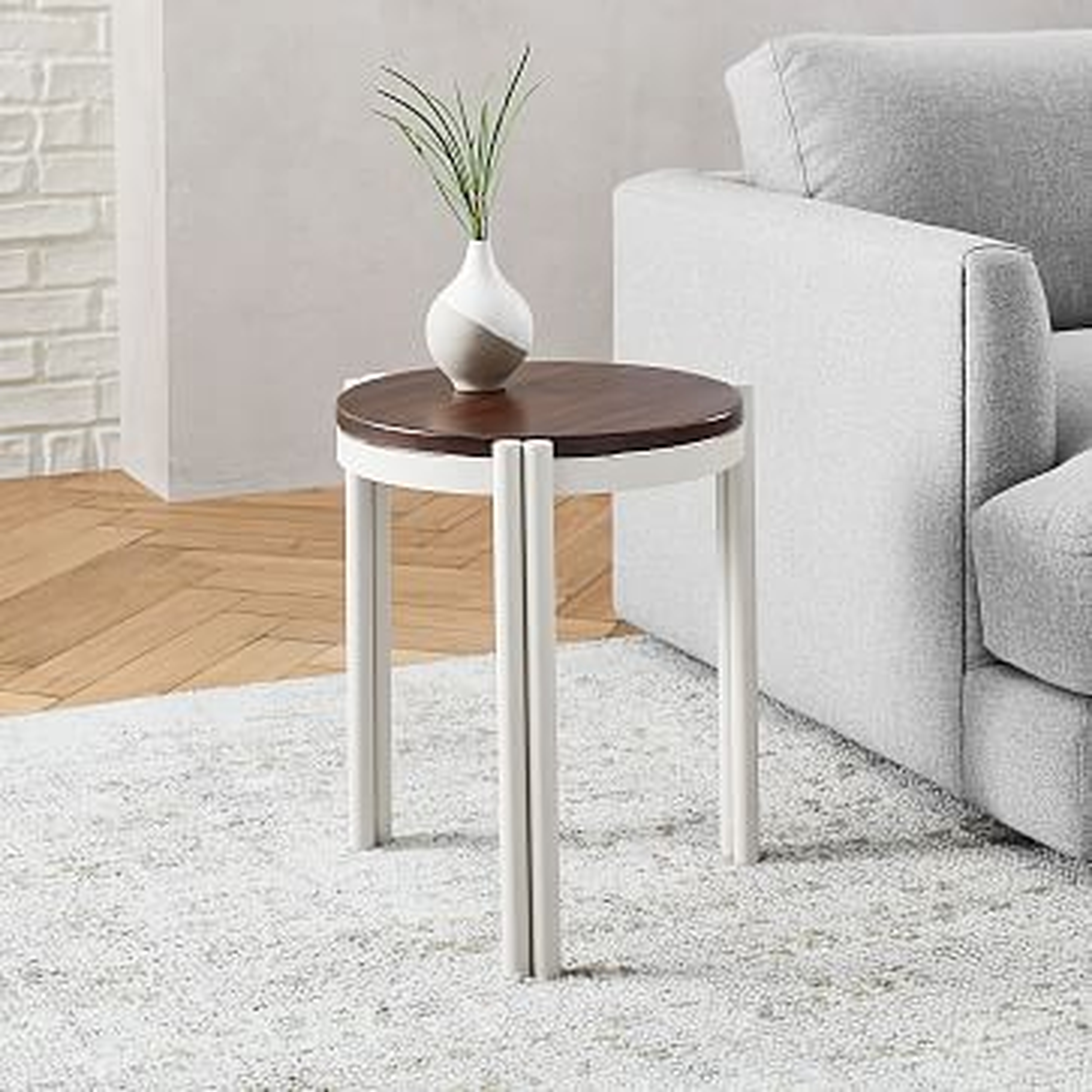 Bo Stacking Metal And Wood Round Side Table, Wood, Haze, Metal - West Elm