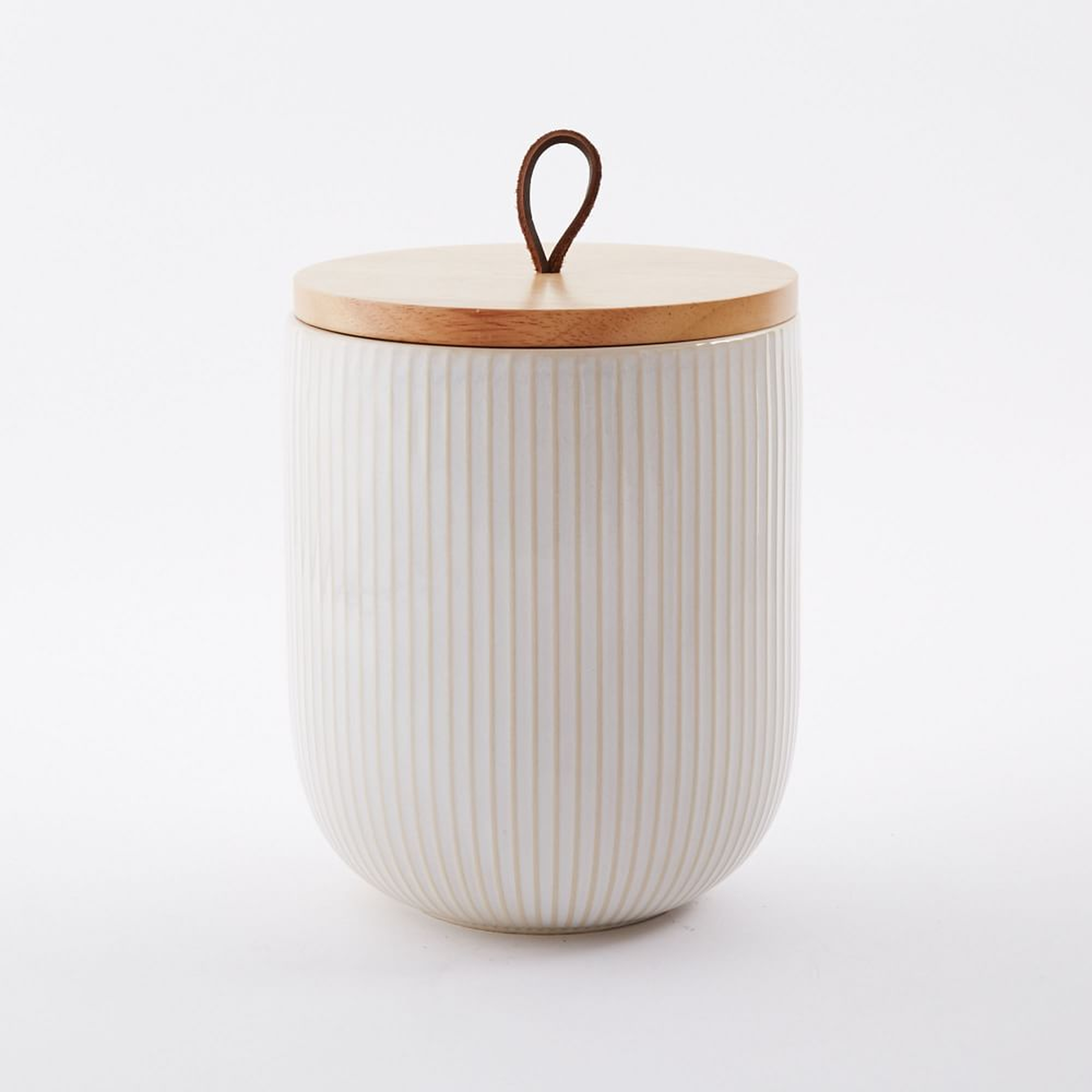 Textured Kitchen Canister, Extra Large, White Lines - West Elm