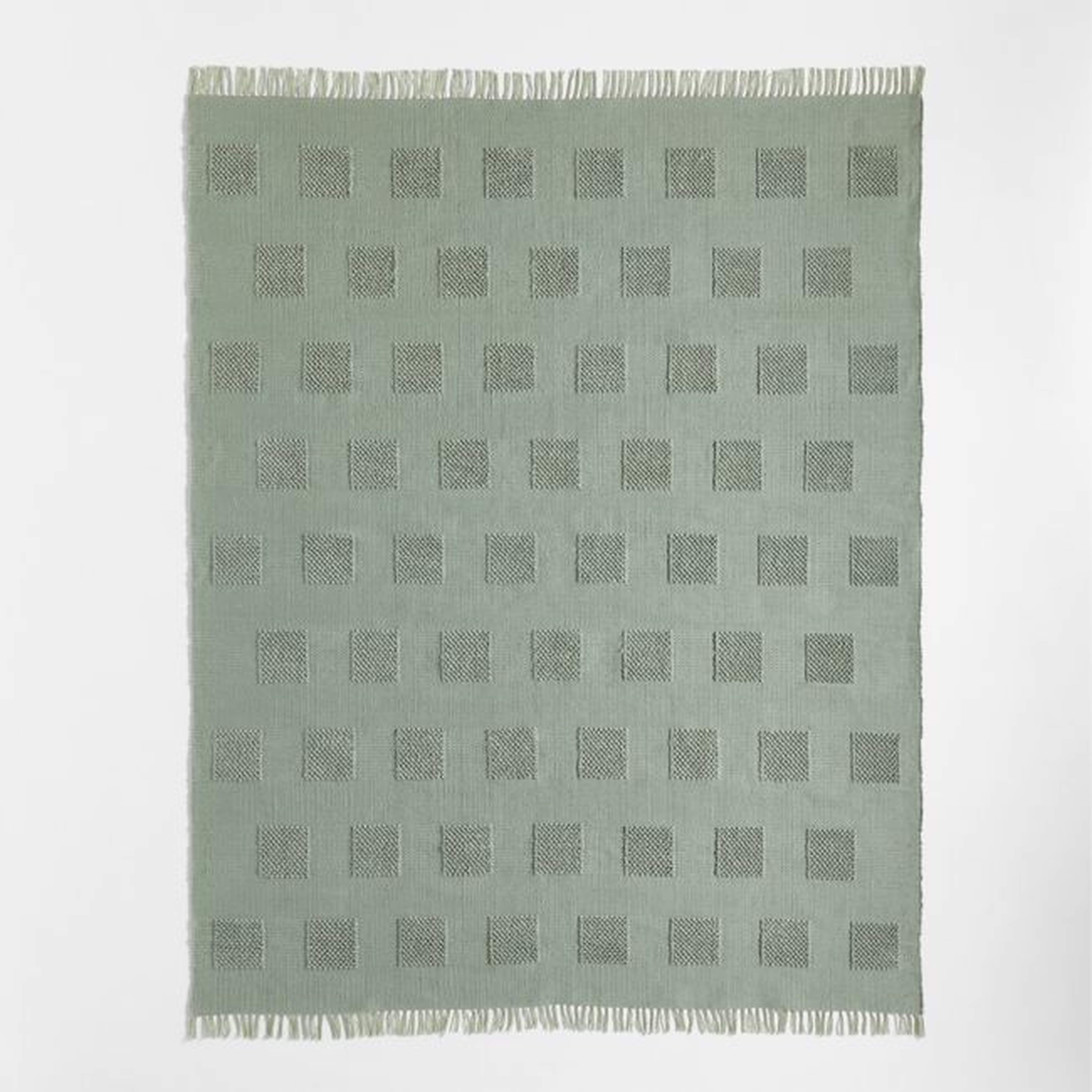 Hi/Low Square Verte Green Flatweave Kids Performance Area Rug 6'x9' - Crate & Kids