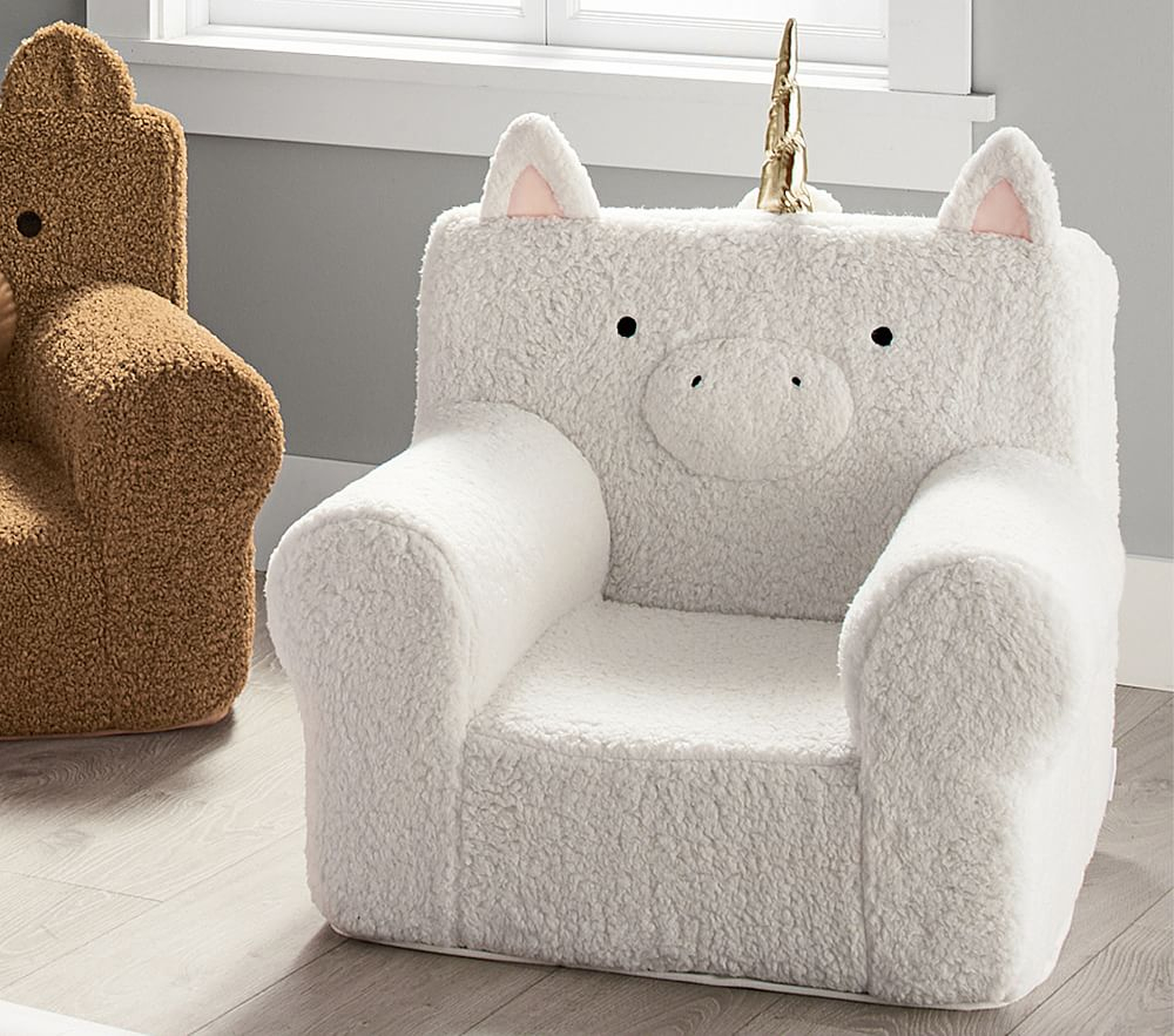 Ivory Unicorn Cozy Sherpa Anywhere Chair - Pottery Barn Kids