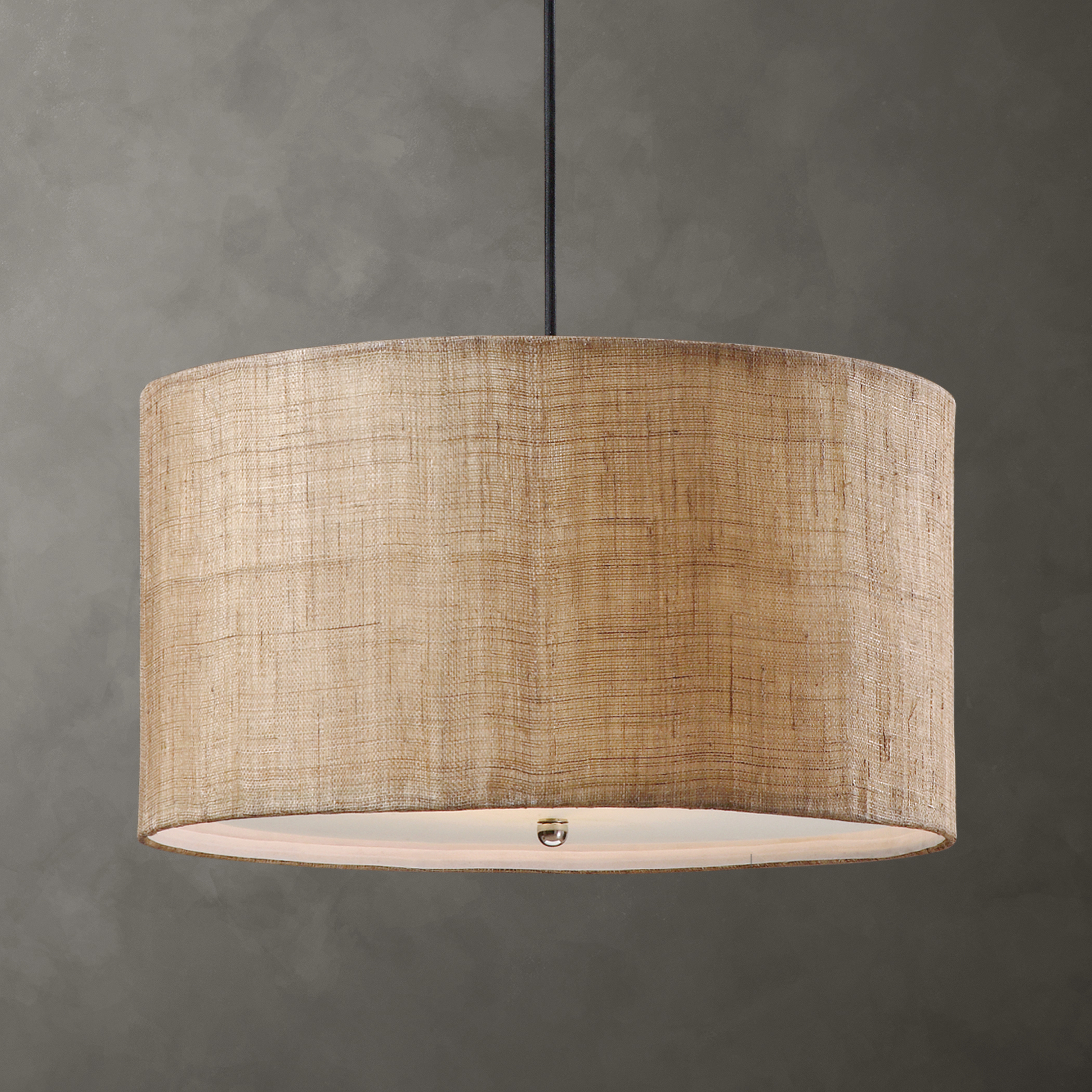 Dafina 3 Light Burlap Drum Pendant - Uttermost