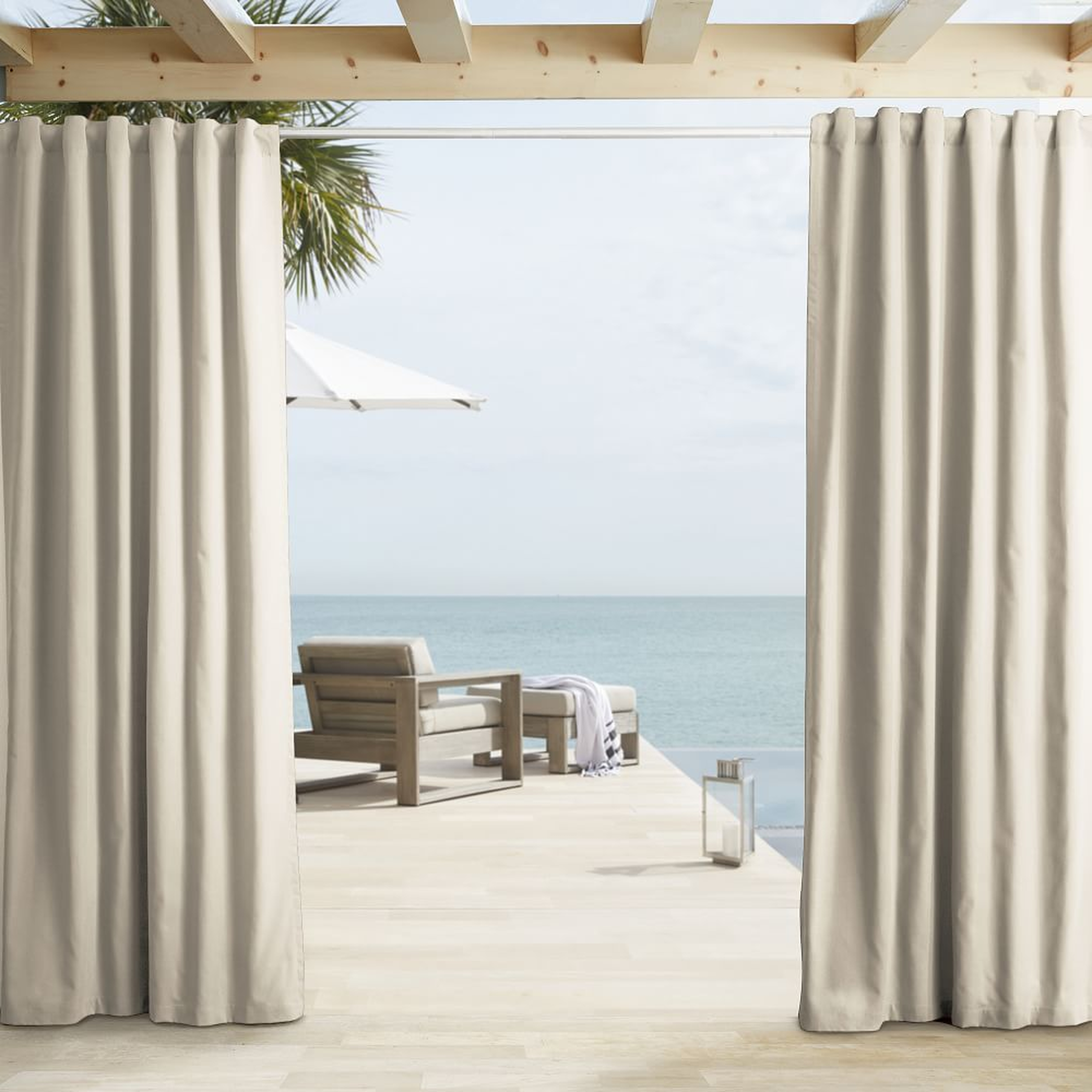 Outdoor Solid Curtain, Natural, 48"x124" - West Elm
