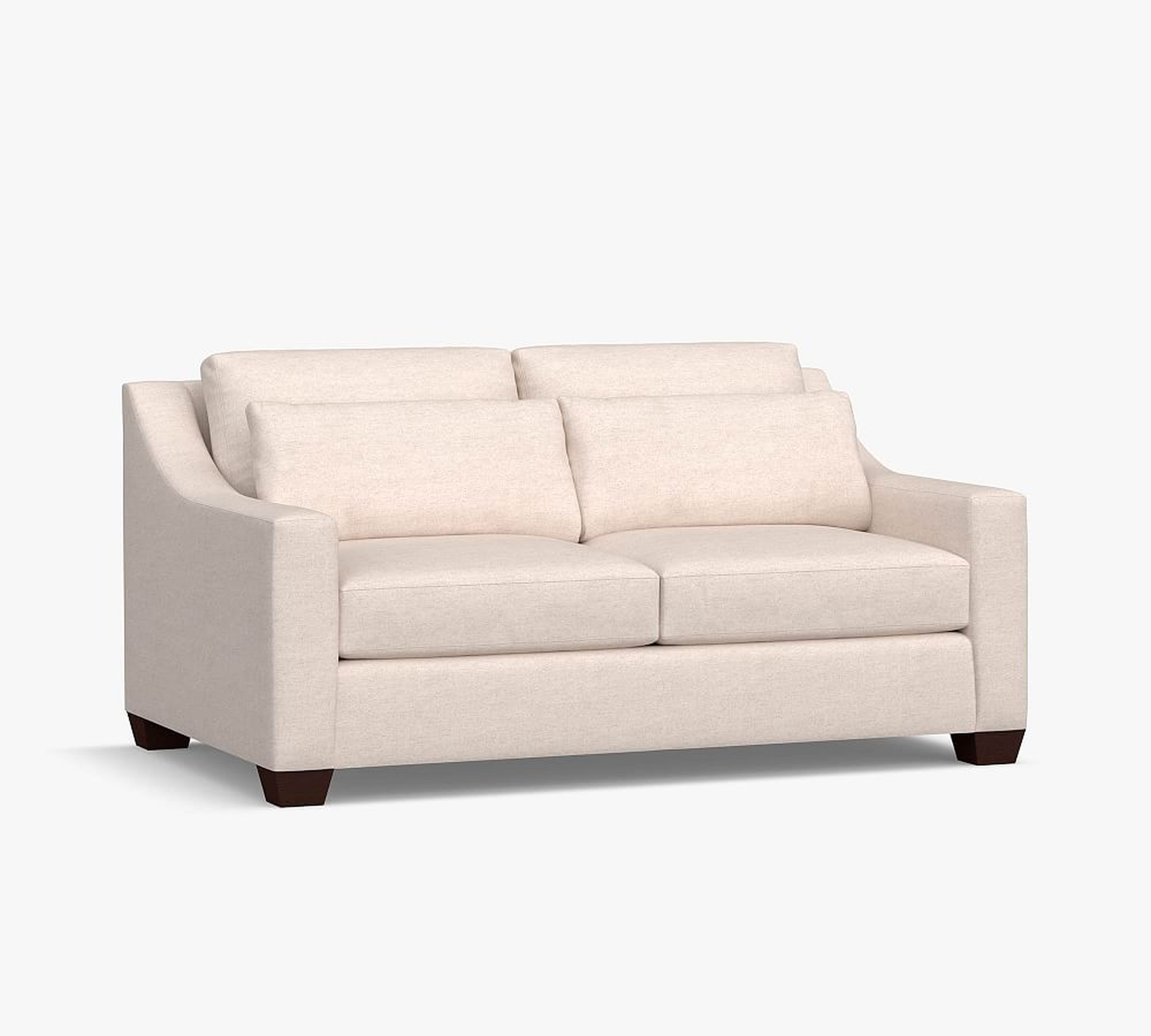 York Slope Arm Upholstered Deep Seat Loveseat 72", Down Blend Wrapped Cushions, Performance Everydaylinen(TM) Oatmeal - Pottery Barn