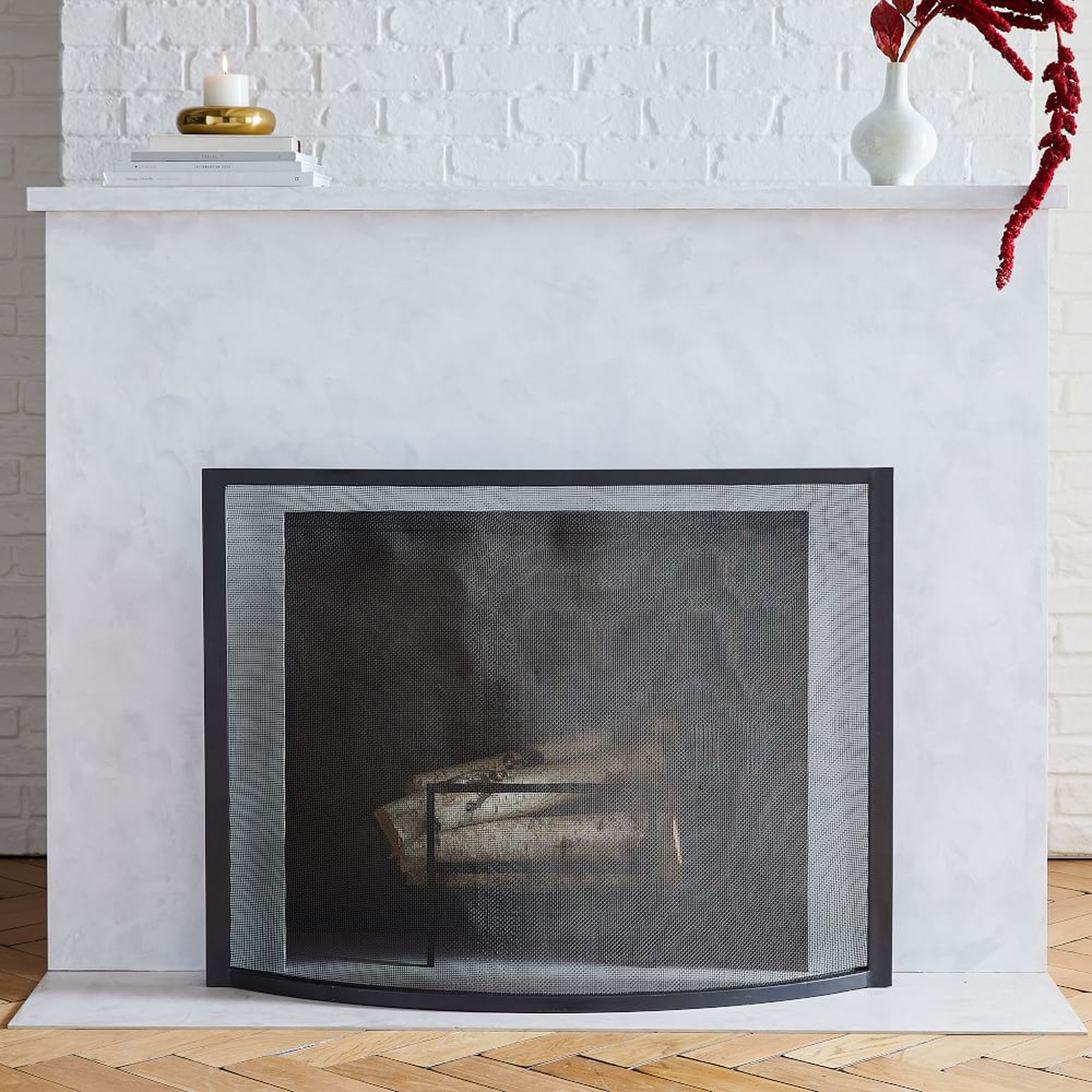 Industrial Fireplace Screen, Black, 42x32 - West Elm