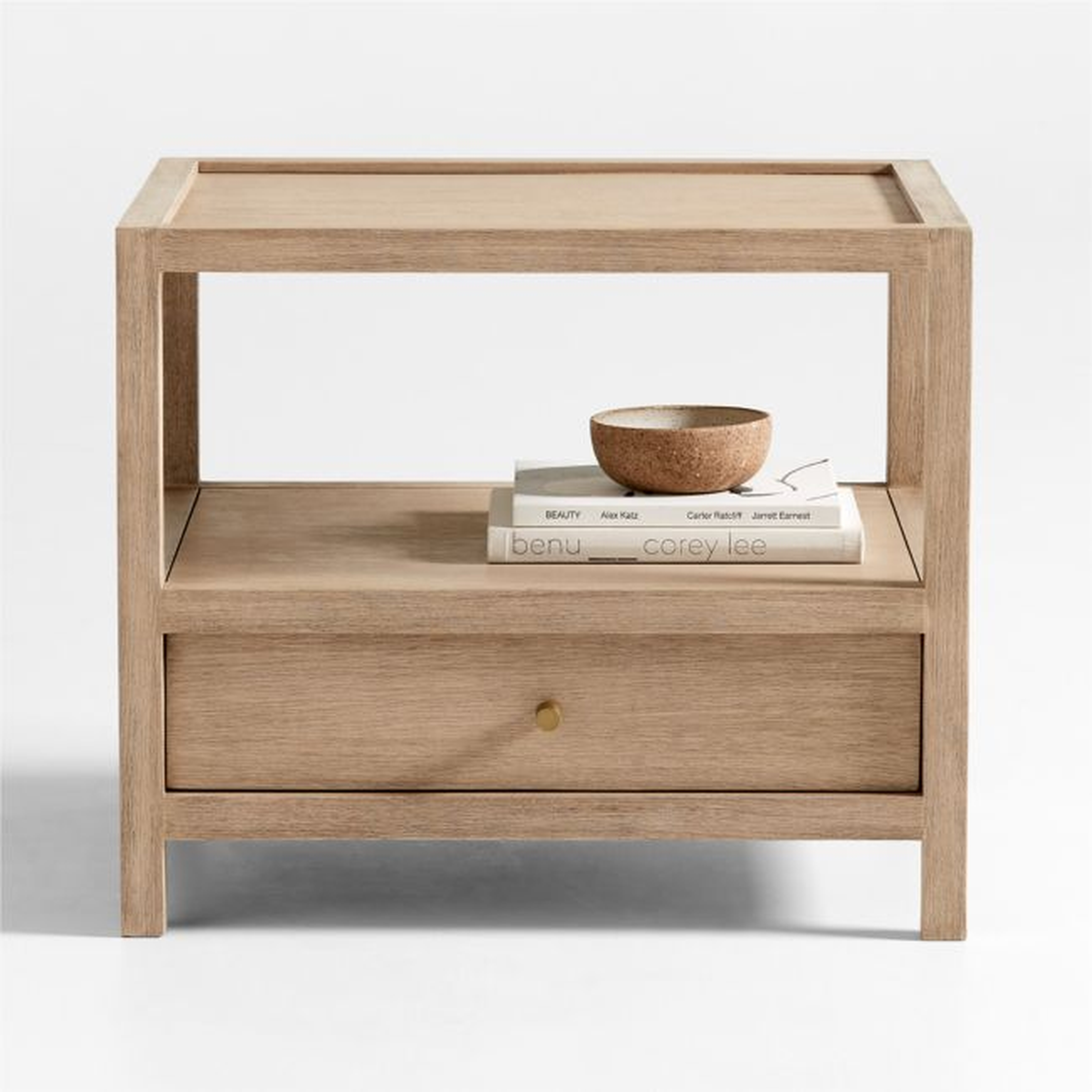 Keane Large Weathered Natural Wood Storage End Table - Crate and Barrel