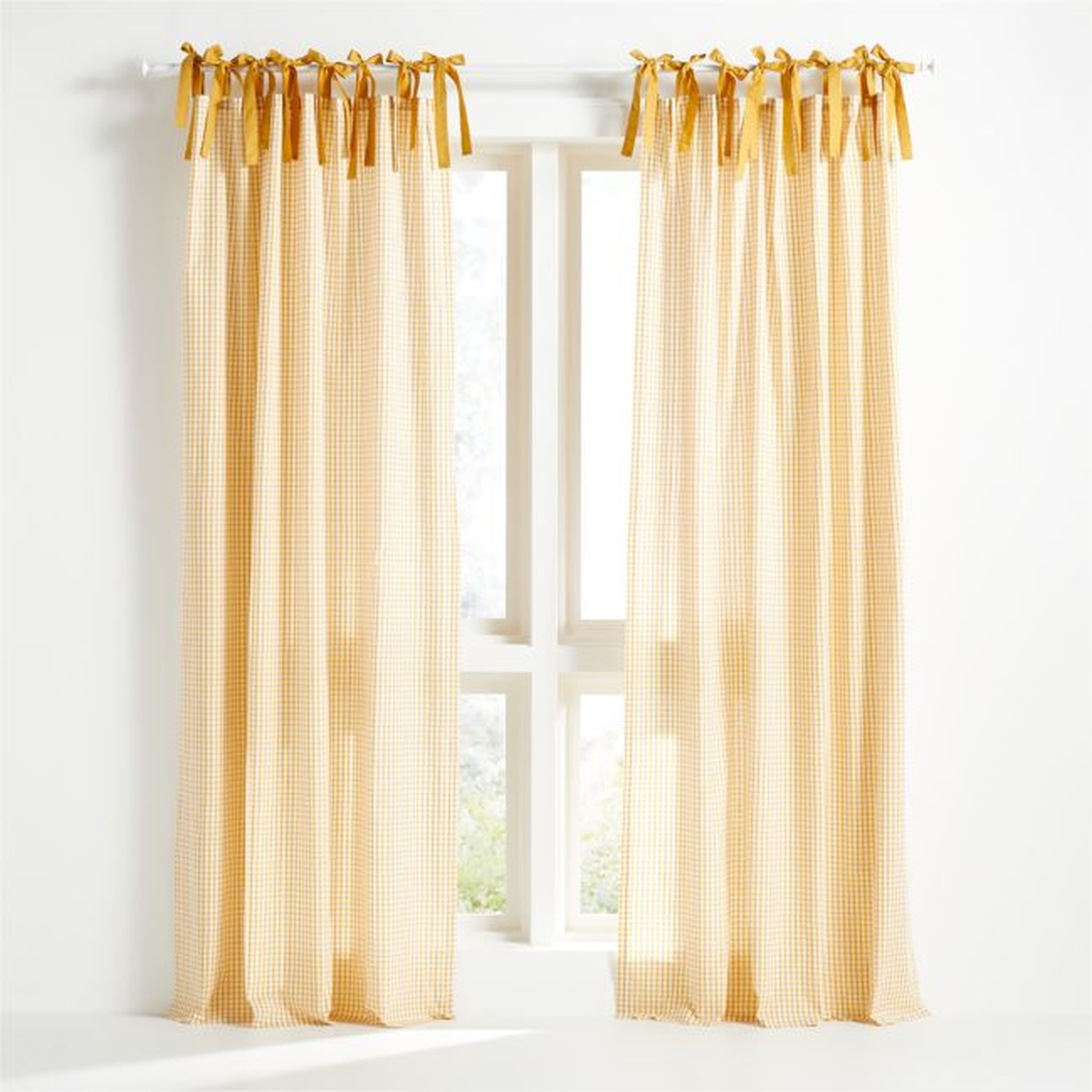 63" Yellow Organic Cotton Windowpane Plaid Curtain Panel - Crate & Kids