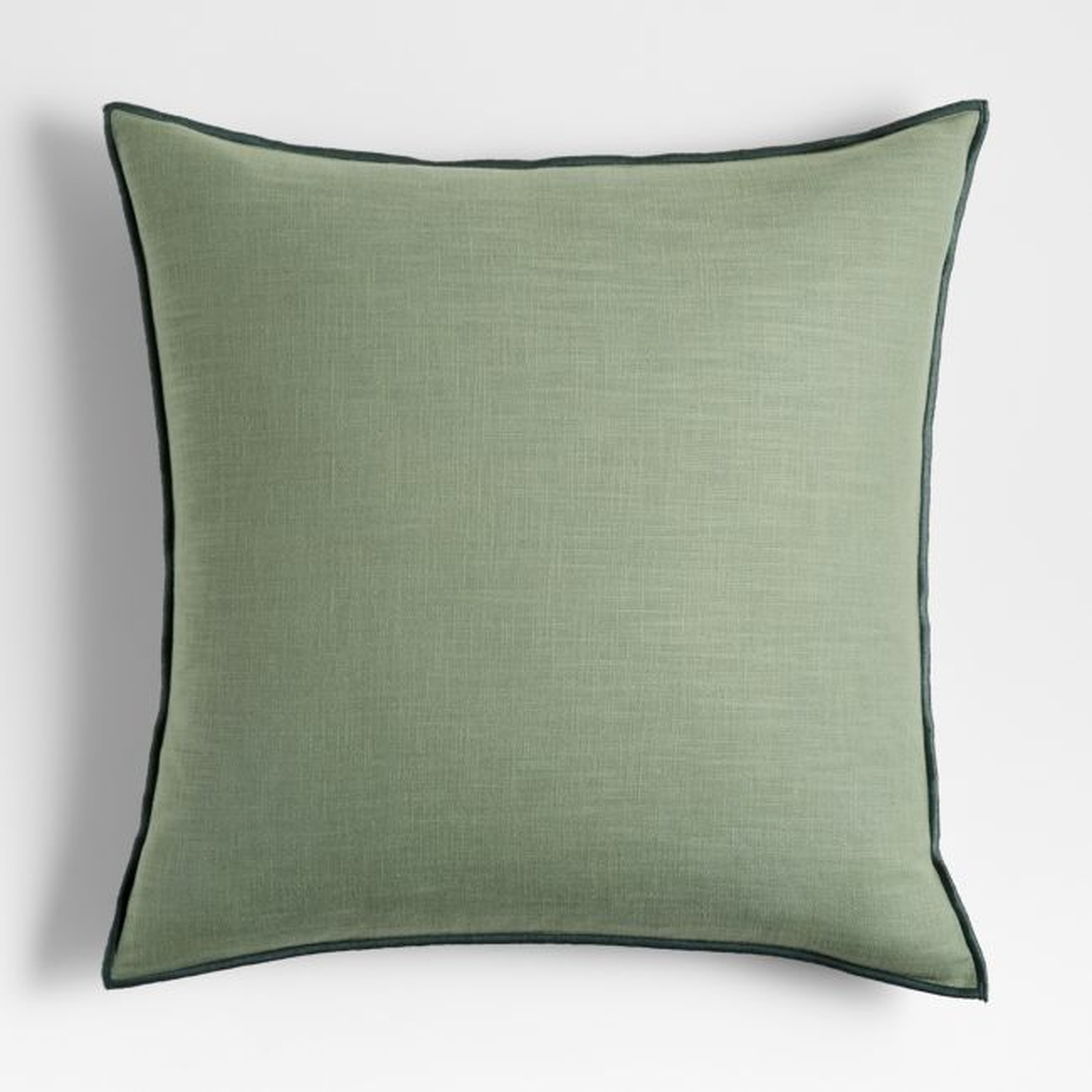 Sage 23"x23" Merrow Stitch Cotton Throw Pillow with Down-Alternative Insert - Crate and Barrel